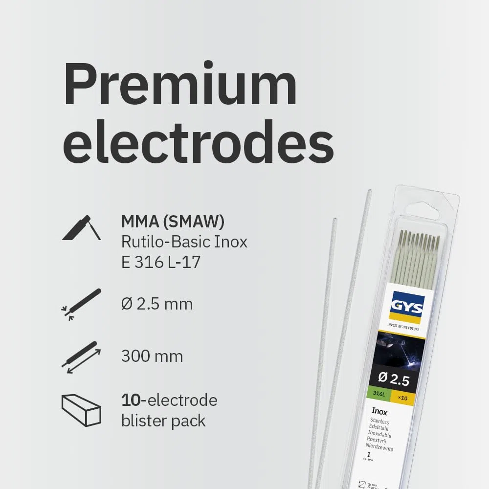 GYS -10 Elettrodi Inox, 316L, Diametro 2.5 MM - 082335