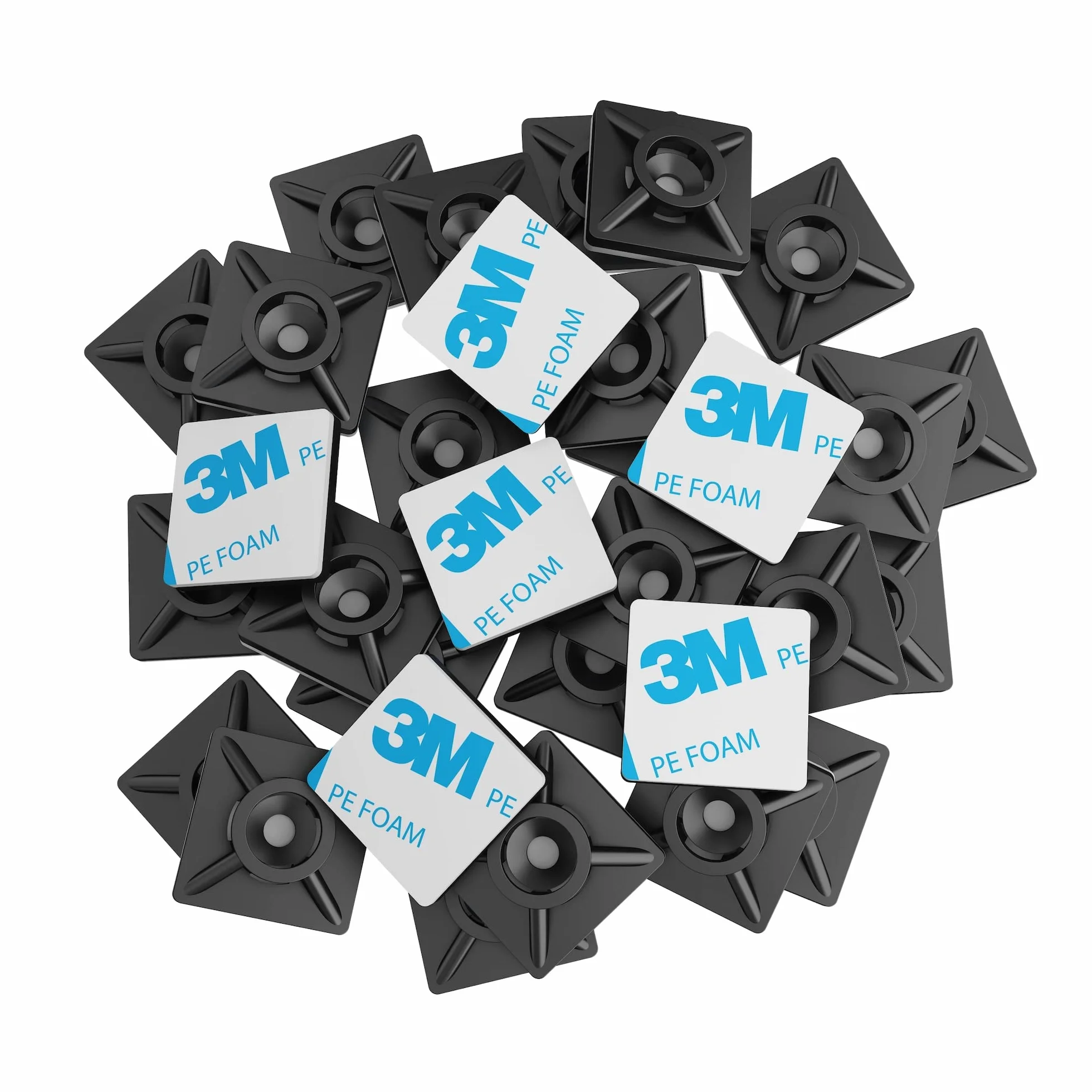 intervisio Fermacavo Autoadesivo / 100 Pezzi/Dimensioni 19mm x 19 mm/Nero/Supporto Autoadesivo per Fascette Stringicavo/Fermacavi Adesivi (100)