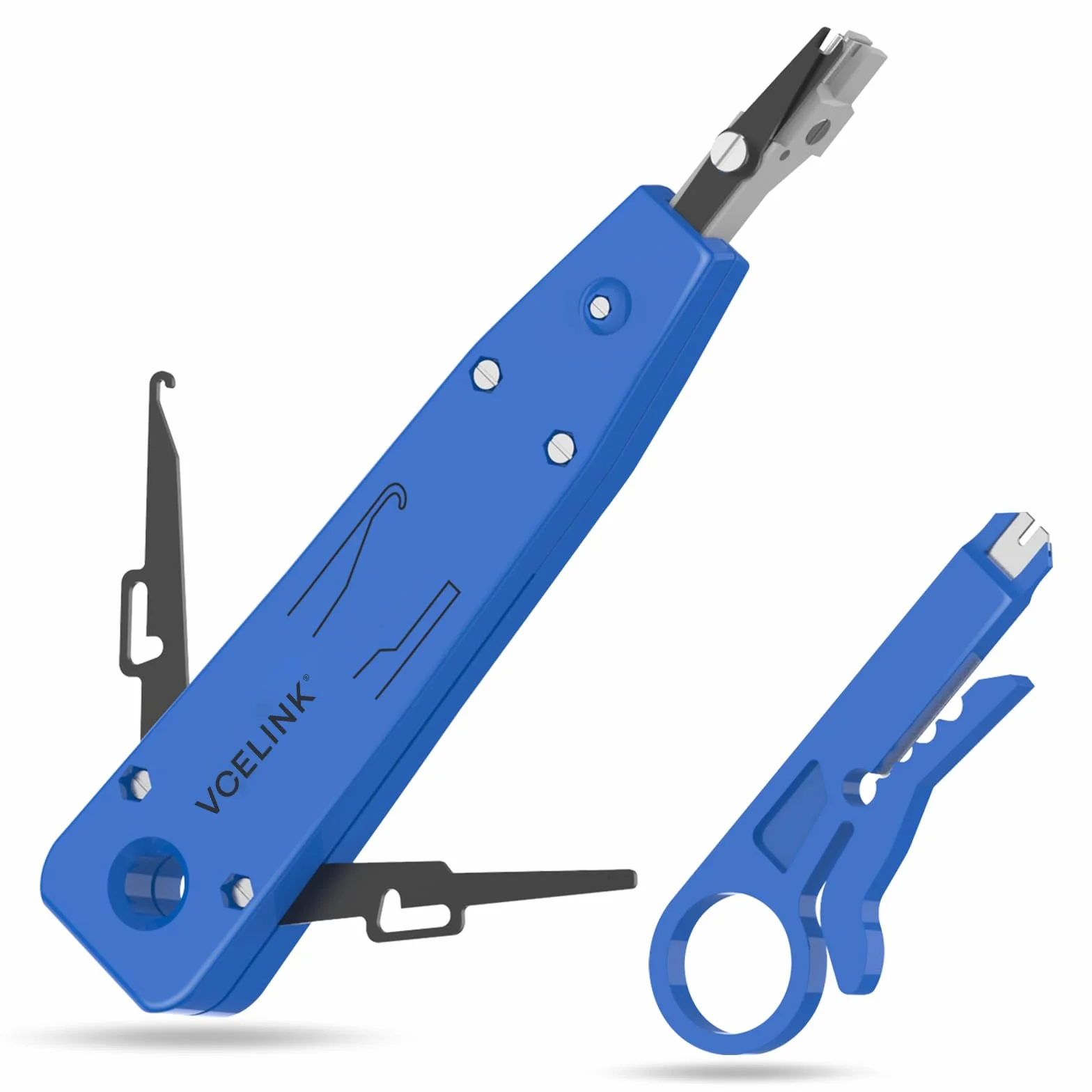 VCELINK Punch Down Attrezzo per Prese di Rete, Pinza Crimpatrice di Impatto con Tagliafili, Blu