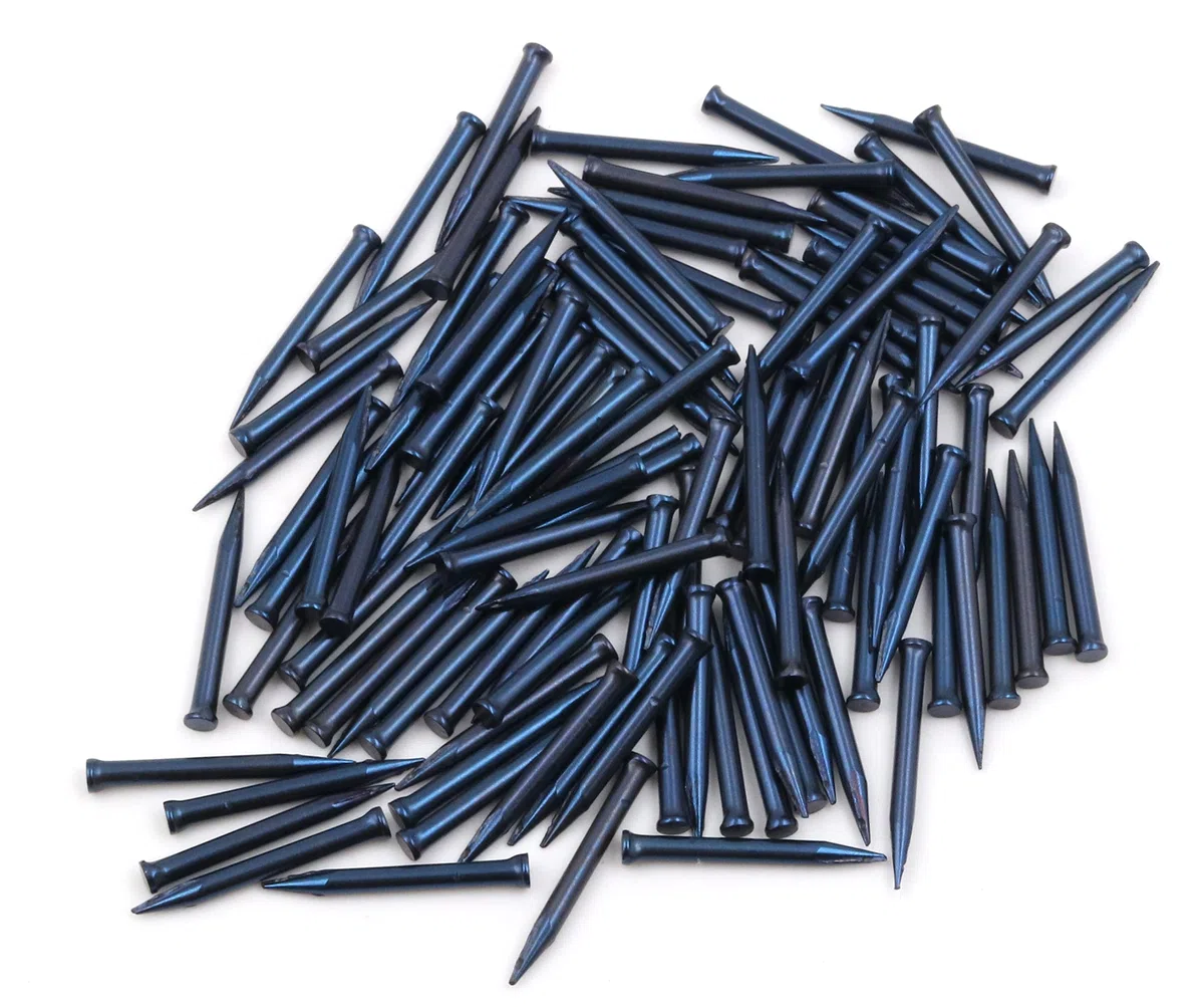 Design61 100 perni in acciaio, per battiscopa, 1,5 x 25 mm, testa piatta, a testa svasata, blu