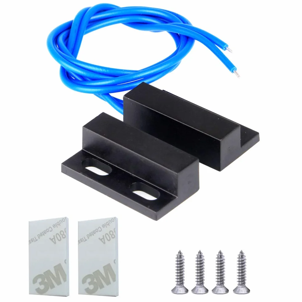 Gebildet Interruttore magnetico normalmente aperto con filo,1set Sensore contatto per cancello sicurezza per finestra incasso Allarme 100V-240V Guscio in lega di alluminio Interruttore magnetico Reed