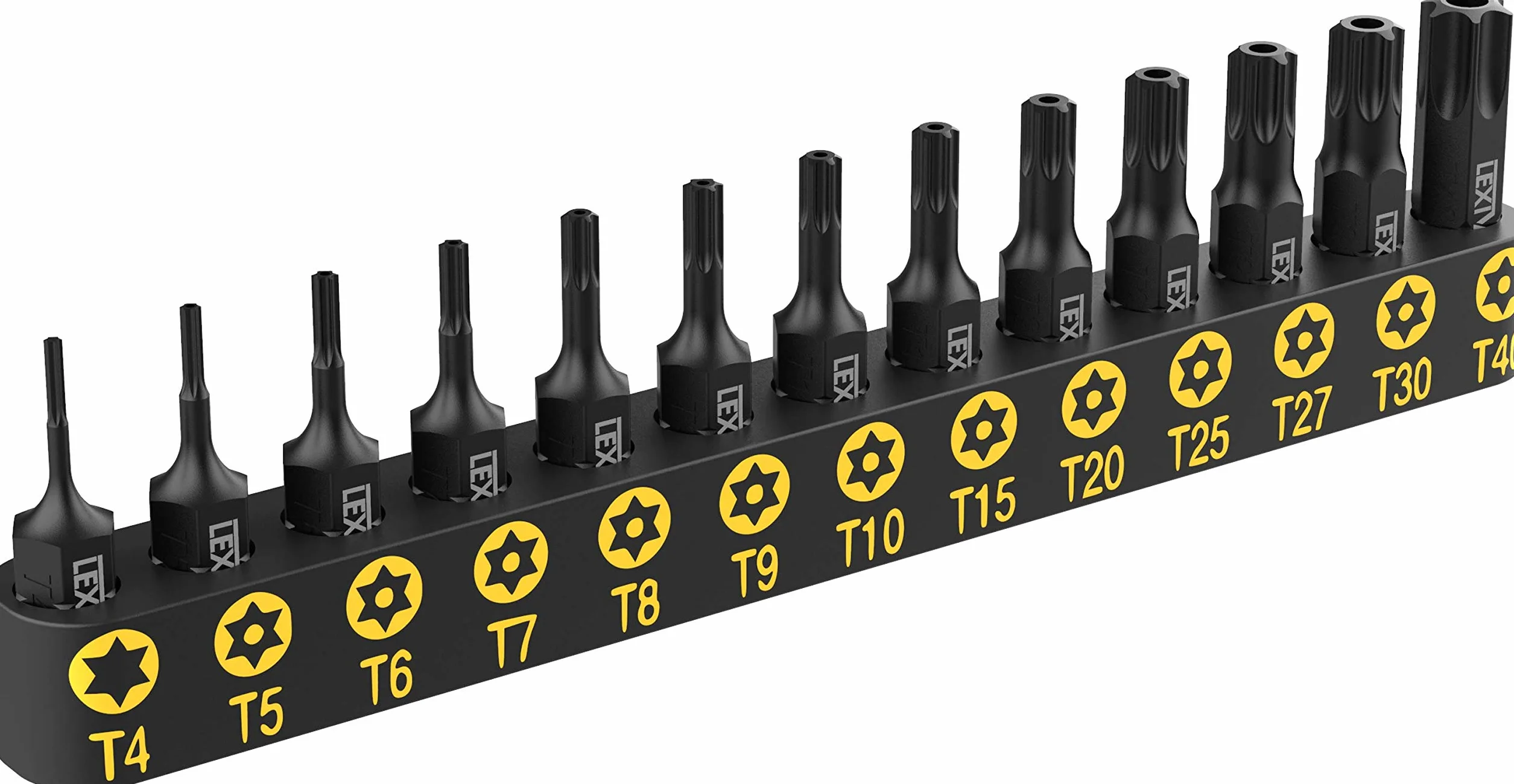 LEXIVON Attacco a vite Torx approva movimentazione, Set in acciaio con lega Premium S2 stella di sicurezza 13 pezzi, T4 - T40 CNC di precisione lavorata (LX-301)