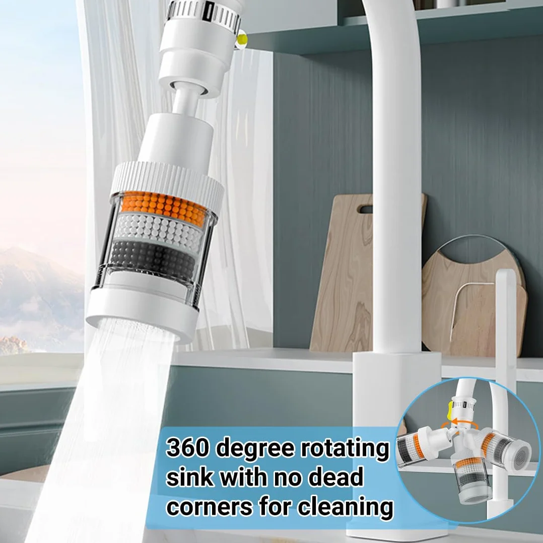 Filtro Acqua Rubinetto, Filtri Per Montaggio Del Rubinetto, filtro acqua depuratore per rubinetto a 360° + 5 elementi filtro, Filtro Anticalcare Rubinetto, per lavello, bagno domestico, cucina