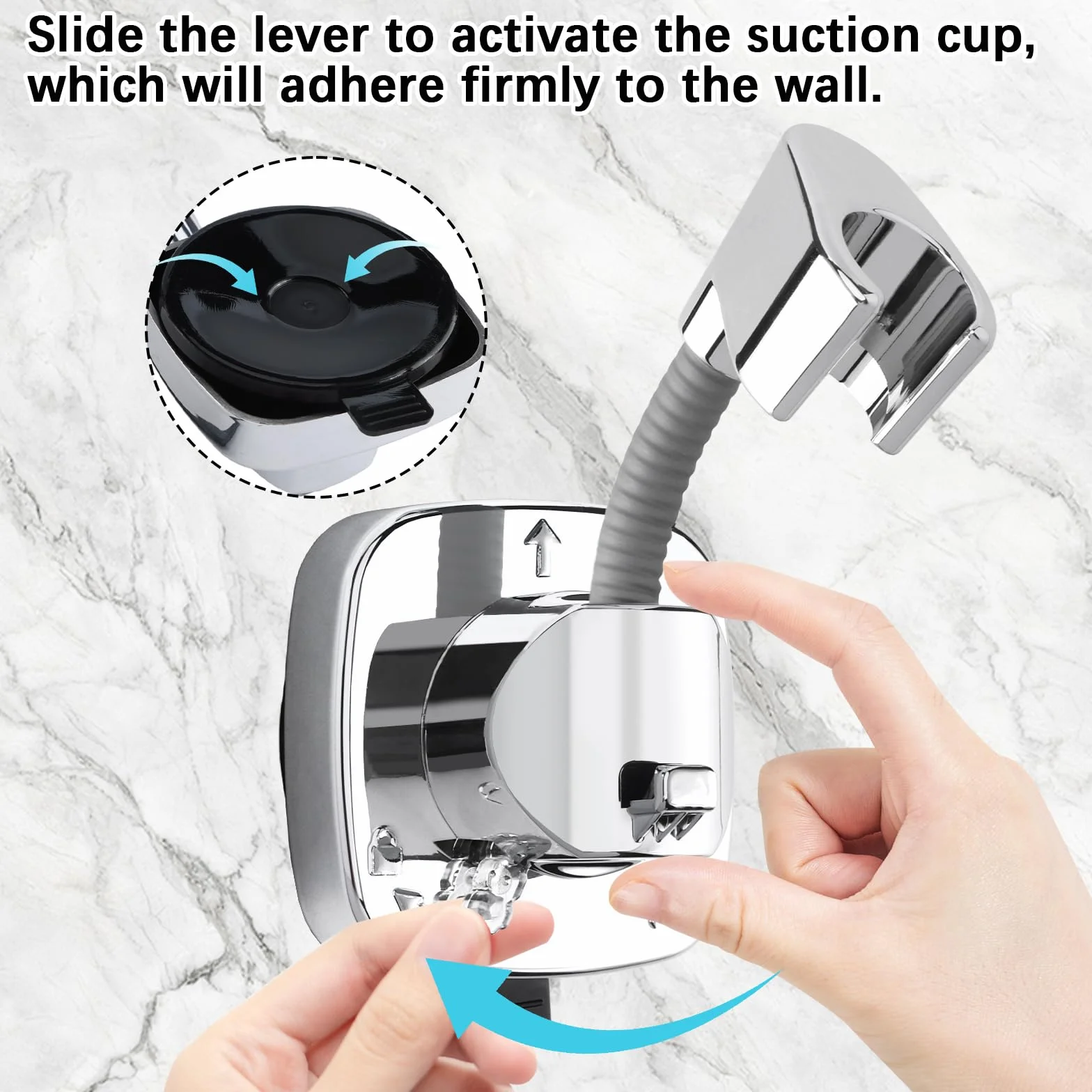 Supporto per soffione doccia senza foratura, supporto per doccetta, supporti per soffione doccia, ruotabile a 360°, con ventosa
