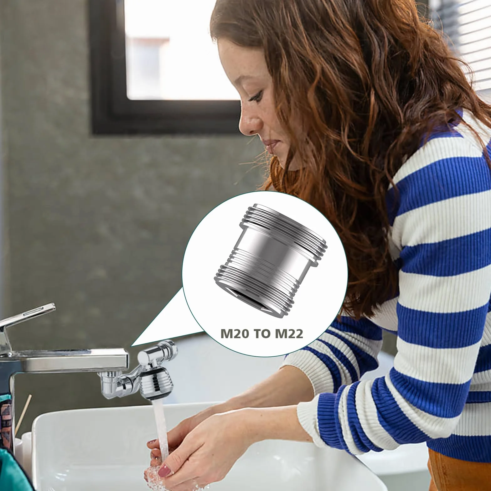Adattatore per rubinetto M20 su M22 - 2 pezzi, adattatore a doppio filetto per filettatura esterna M20 e M22 per filtro dell'acqua con aeratore da cucina