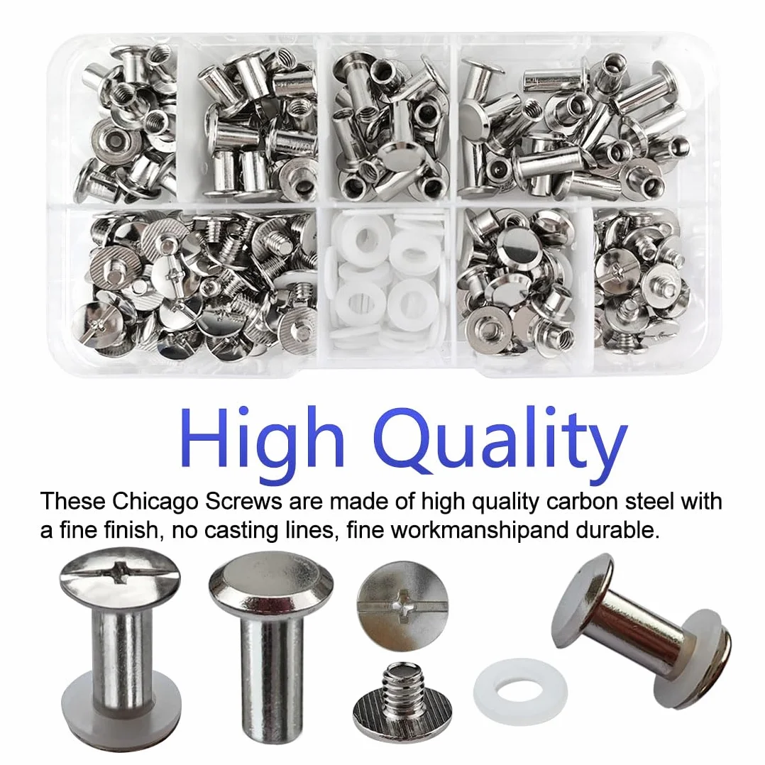 Rivetti Chicago M5 4-12mm Viti Chicago Screws Argento Metallo per Borse