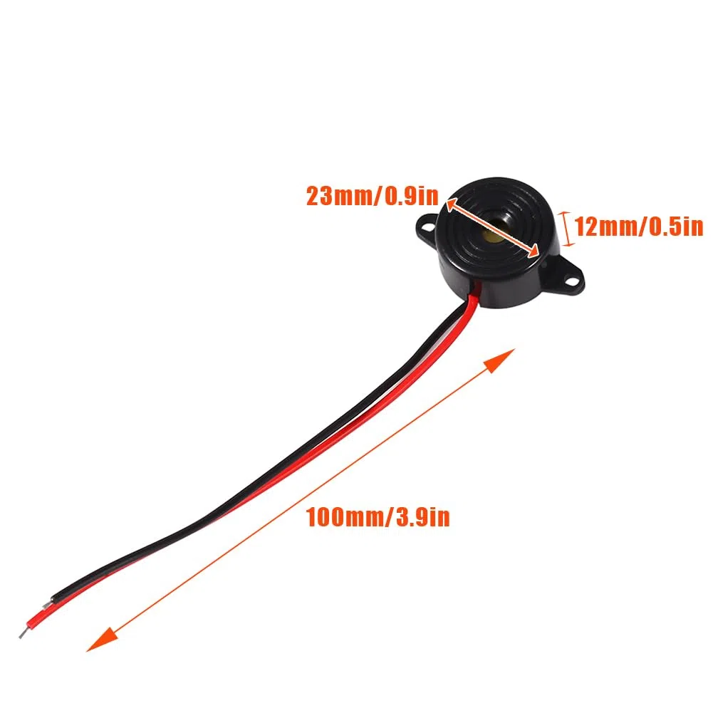 Buzzer Elettronico, Allarme Elettronico Diffusore di Suoni Continuo Altoparlante a Beep elettrico con Cavo Alto Decibel Alimentazione DC 12V Tono Forte Attivo Sirena Piezo Integrazione