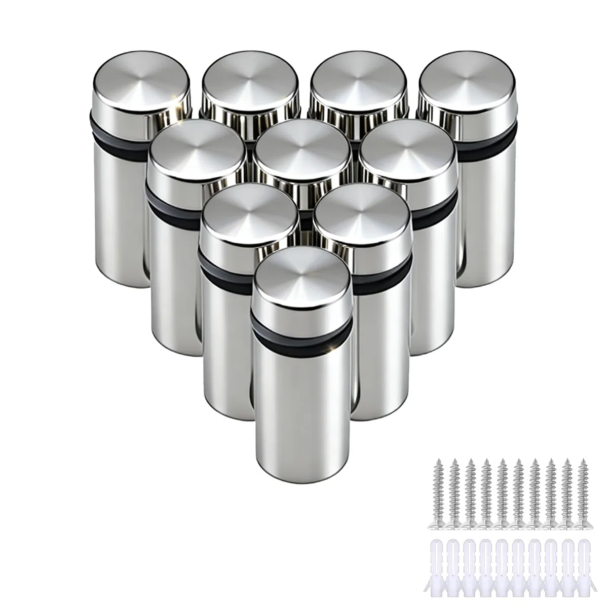 10 distanziatori, supporto a vite pubblicitario in acciaio inox, 12 x 25 mm, chiodi pubblicitari, fissaggi per vetro acrilico, pannelli, foto, segnaletica da parete per uffici e decorazioni