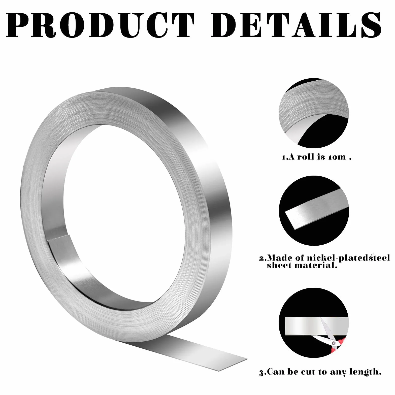 1 Rotolo Nastro di Nickel, 0.15 x 8MM x 10M Nichel Striscia, Piattina Nickel Accessori per Saldatura per Connettere delle Batterie Spot Welding 18650, Nastro Nichelato