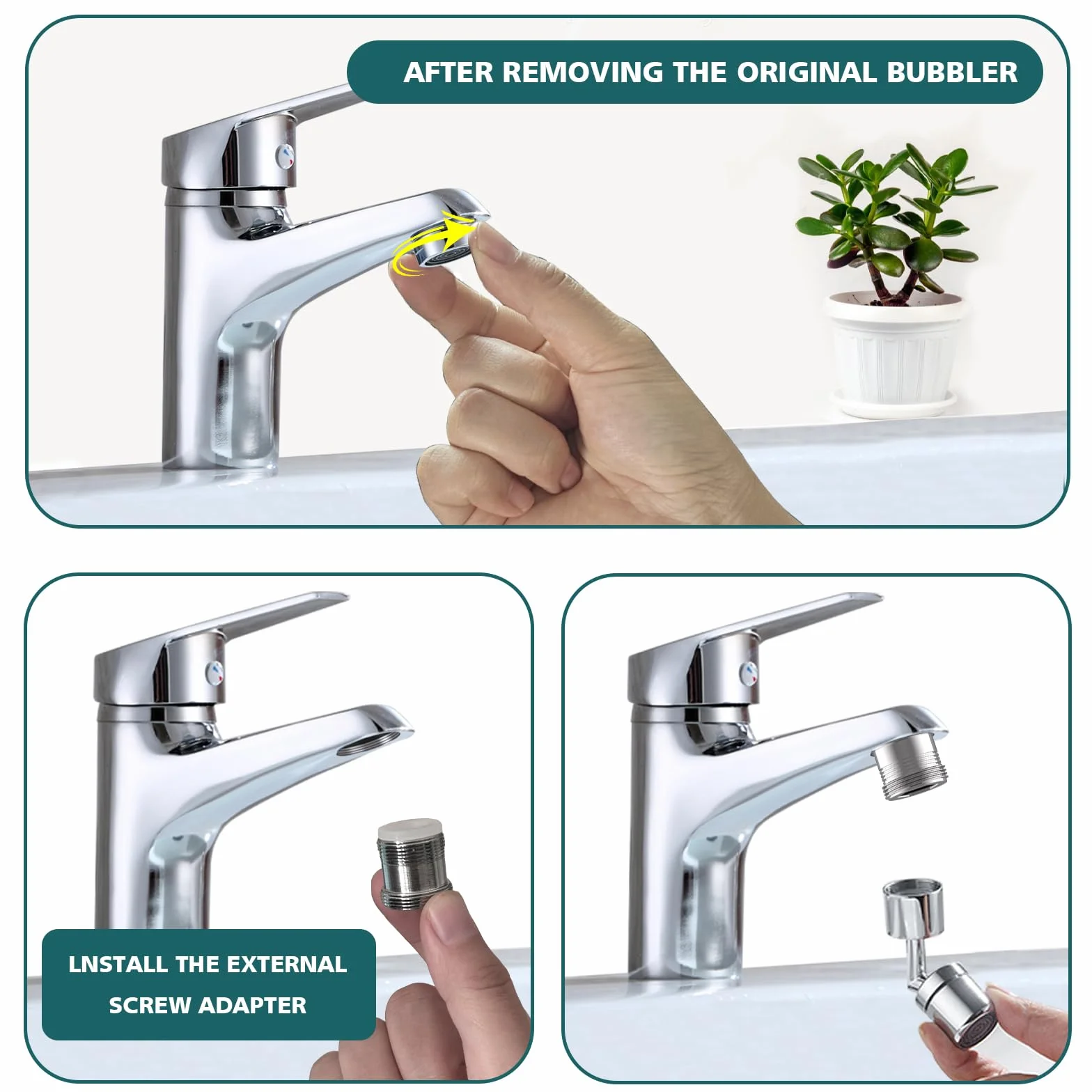 Adattatore per rubinetto M20 su M22 - 2 pezzi, adattatore a doppio filetto per filettatura esterna M20 e M22 per filtro dell'acqua con aeratore da cucina