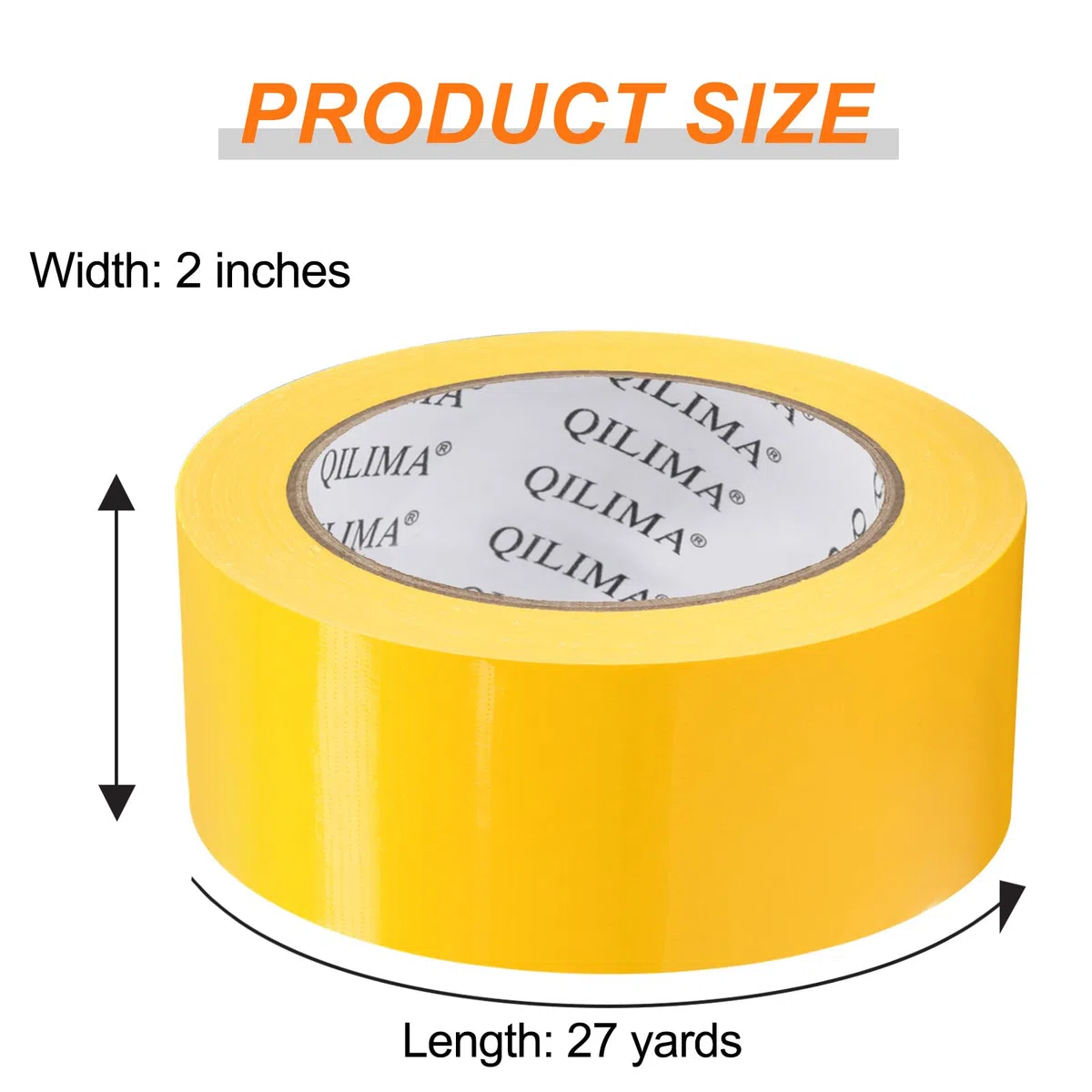 QILIMA Nastro adesivo nastro in tessuto qualità premium 50 mm x 25.1 m adesivo senza residui, forte, colore giallo