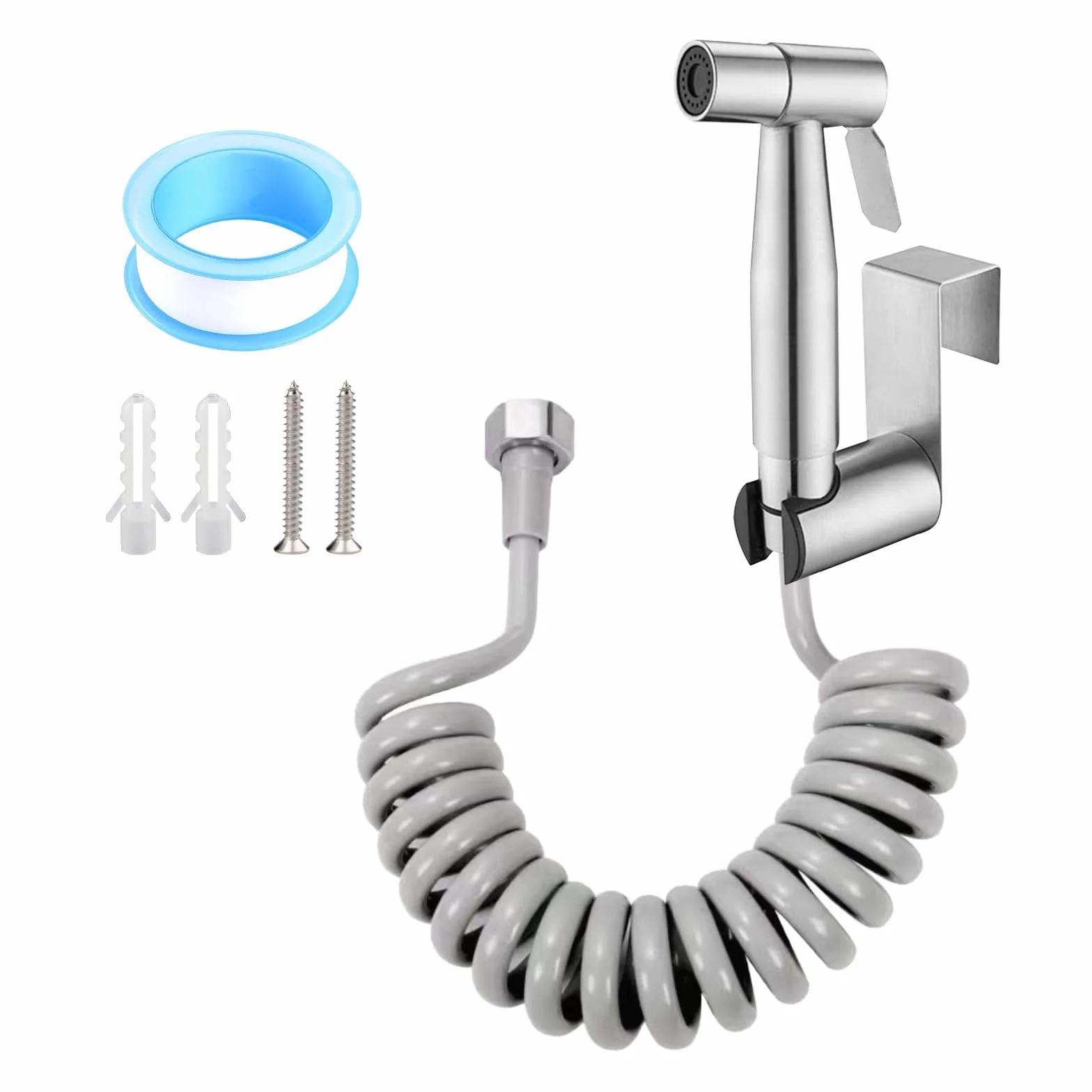 Doccetta per Bidet Kit, Doccino in Inossidabile, Spruzzatore WC con Tubo Flessibile 3M, Argento
