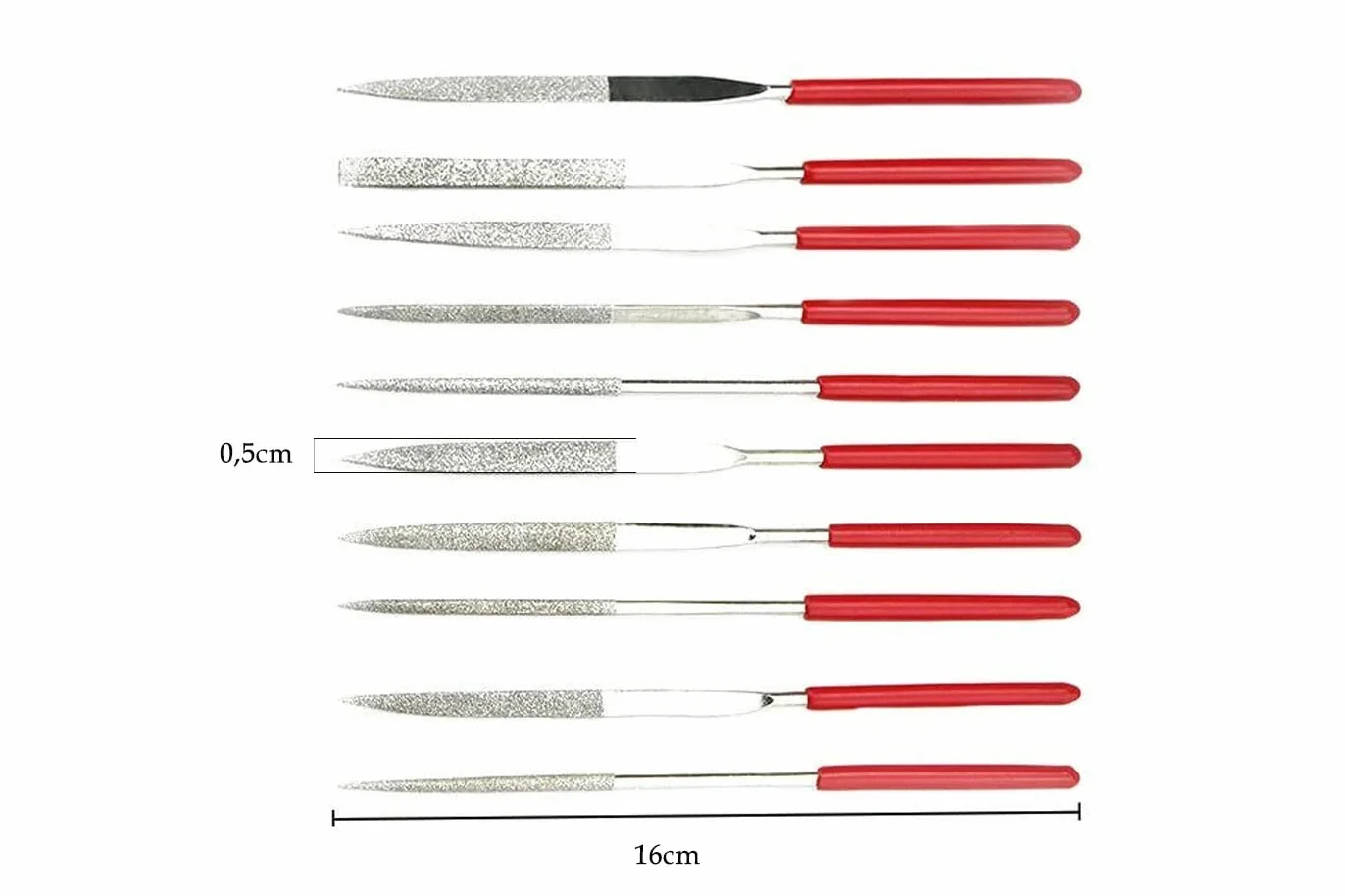 Set 10 Lime ad Ago di Precisione Diamantate 160mm Raspe per Metallo Legno