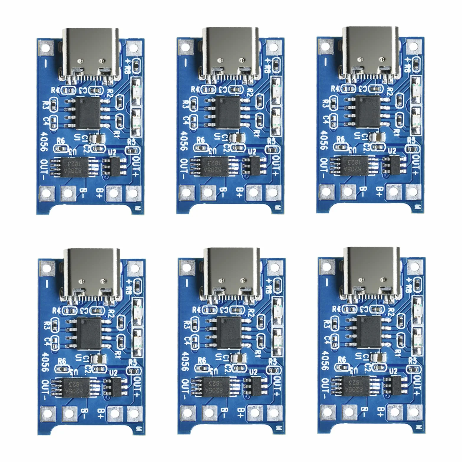Aideepen 6pcs TC4056 Tipo-C USB-C Interfaccia di ingresso USB 5V 1A 18650 LiIon batteria al litio scheda caricabatterie modulo con funzioni di protezione doppia