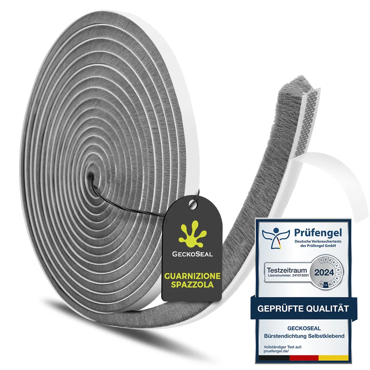 6 m Guarnizione Spazzola, 9 mm (L) x 9 mm (S) Guarnizione a Spazzola Autoadesiva, Antipolvere, Antivento, Riduzione del Rumore, Paraspifferi Spazzola Per Porte, Finestre, Armadi - Grigio