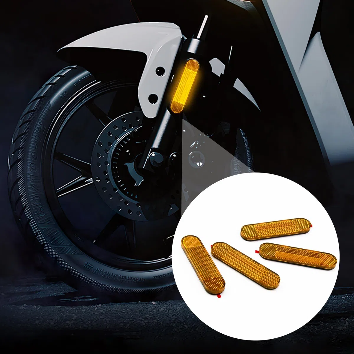 4PCS Moto Bicicletta E4 Catarifrangente Forcella Catadiottro Cat's Eye Posteriore Autoadesiva 100 x 24 x 8 mm Catarifrangente Rettangolare per Moto Scooter Dove Sono Richieste Avvertenze (Giallo)