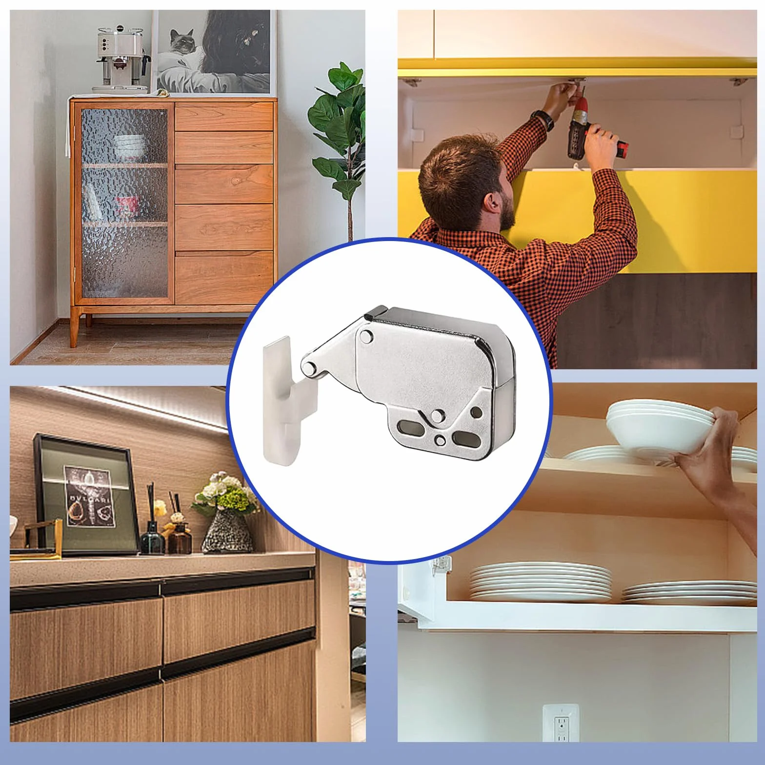 5 Pezzi mini chiusura porta,ferma porta push pull per ante,mini fermo a molla chiusura dell'armadio,chiusura dell'anta dell'armadio a molla,Scrocco a Molla Per Armadi,calamite per mobili chiusura