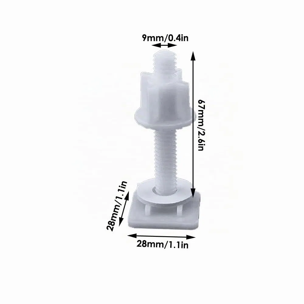 2 viti per coperchio del WC, copertura in plastica, bullone a cerniera, regolazione di riparazione del sedile, compatibile con la maggior parte dei sedili, riparazione del bagno