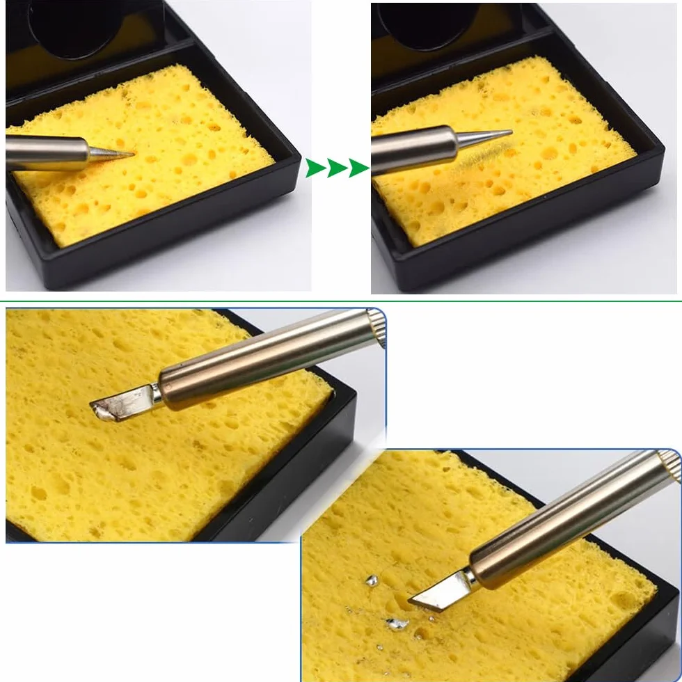 Spugna per Pulizia Saldatore 10 Pcs - Spugnetta per Punte di Ferro da Saldatura - Ricambio per Stazioni di Saldatura - Strumento di Pulizia per Pastiglie e Punte (61x61x2.7 mm)