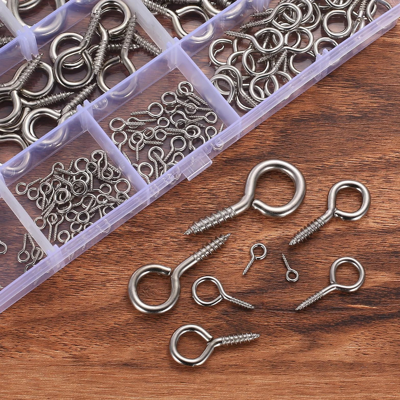 200 PzViti ad Occhiello Resistenti, Viti ad Occhiello Autofilettanti, Viti ad Anello con filettatura per legno, piante rampicanti da giardino e da casa (8 misure)