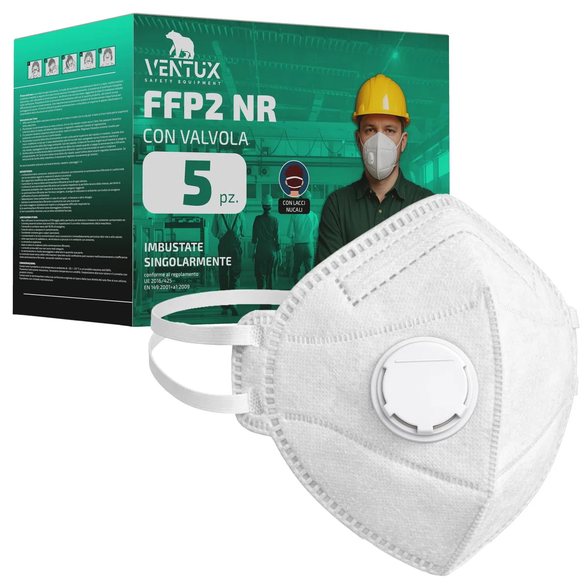 Mascherine FFP2 con Valvola | Filtrazione >94% || Ideali per Ambienti specifici || Monouso || Comfort e Sicurezza Certificati