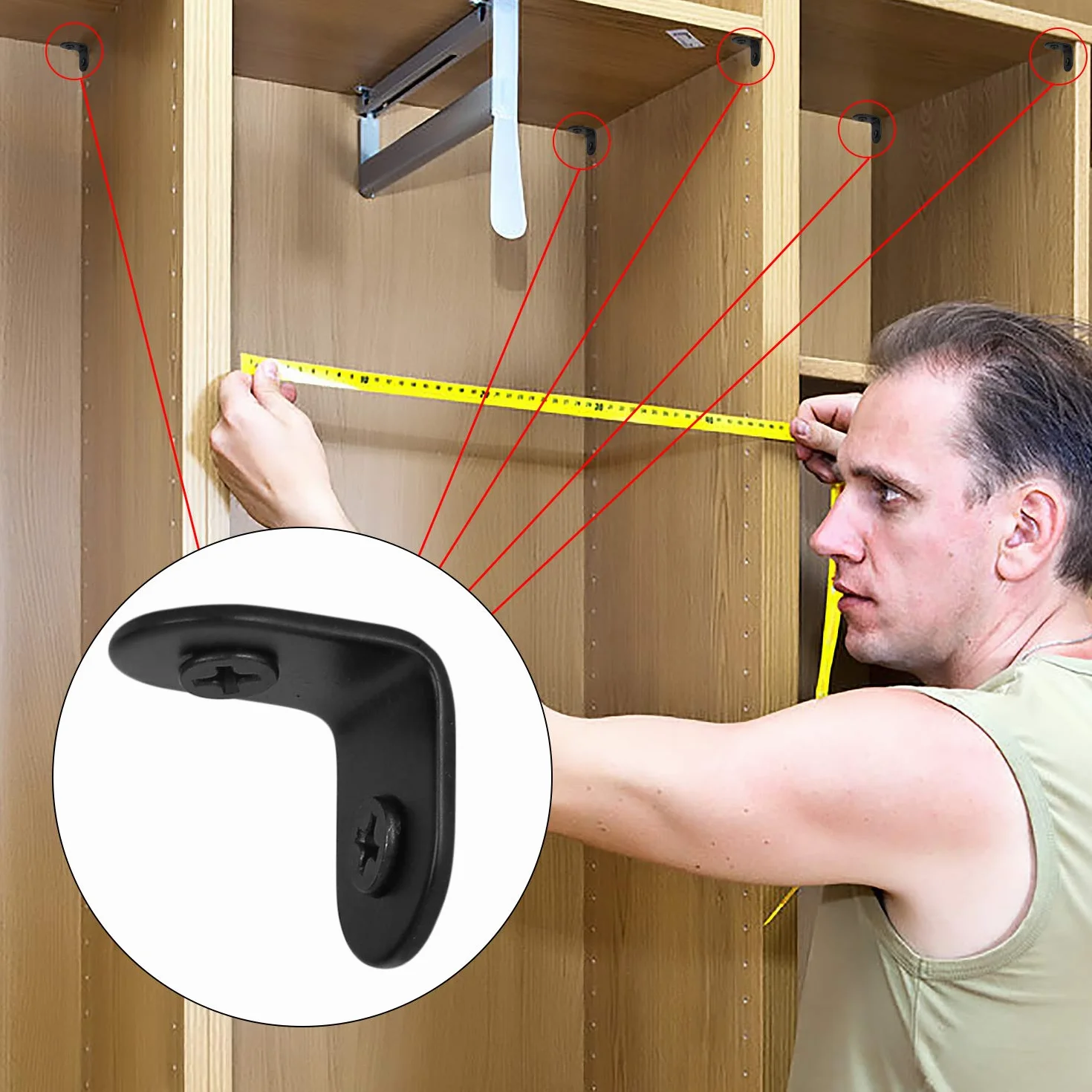 Staffe Angolari 90 Gradi Supporti Angolo Retto Staffe in Acciaio Squadrette Angolar a Forma di L con viti per Mensola di Legno Tavolo Sedia 20 * 20 mm 20 Pezzi Nero
