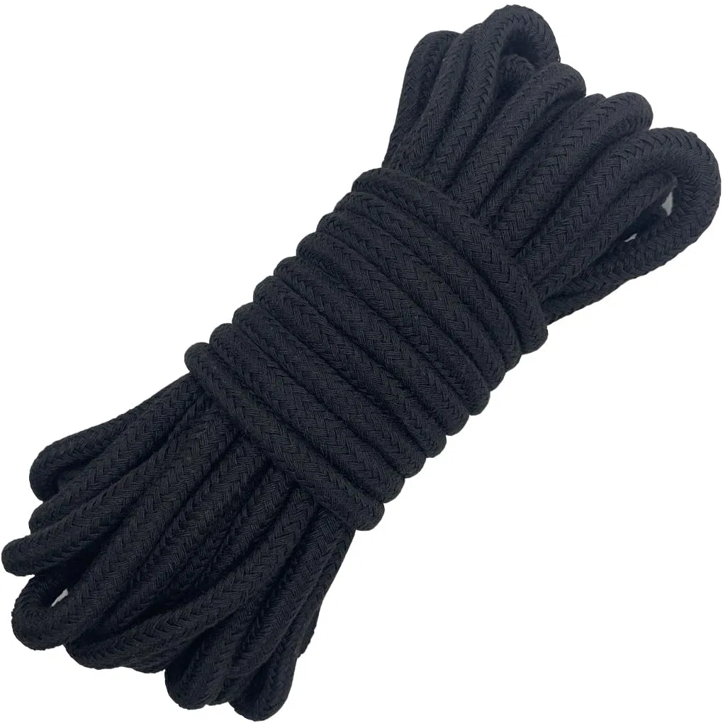 Cordino 8mm 10 Metri, Corda di Cotone Solida e Intrecciata Morbida, Cordino di Cotone, Corda per Nodi di Cotone, Corda Multiuso Spessa, Corda per Fascetta, Fai da Te, Decorazione (10m nero, 1)