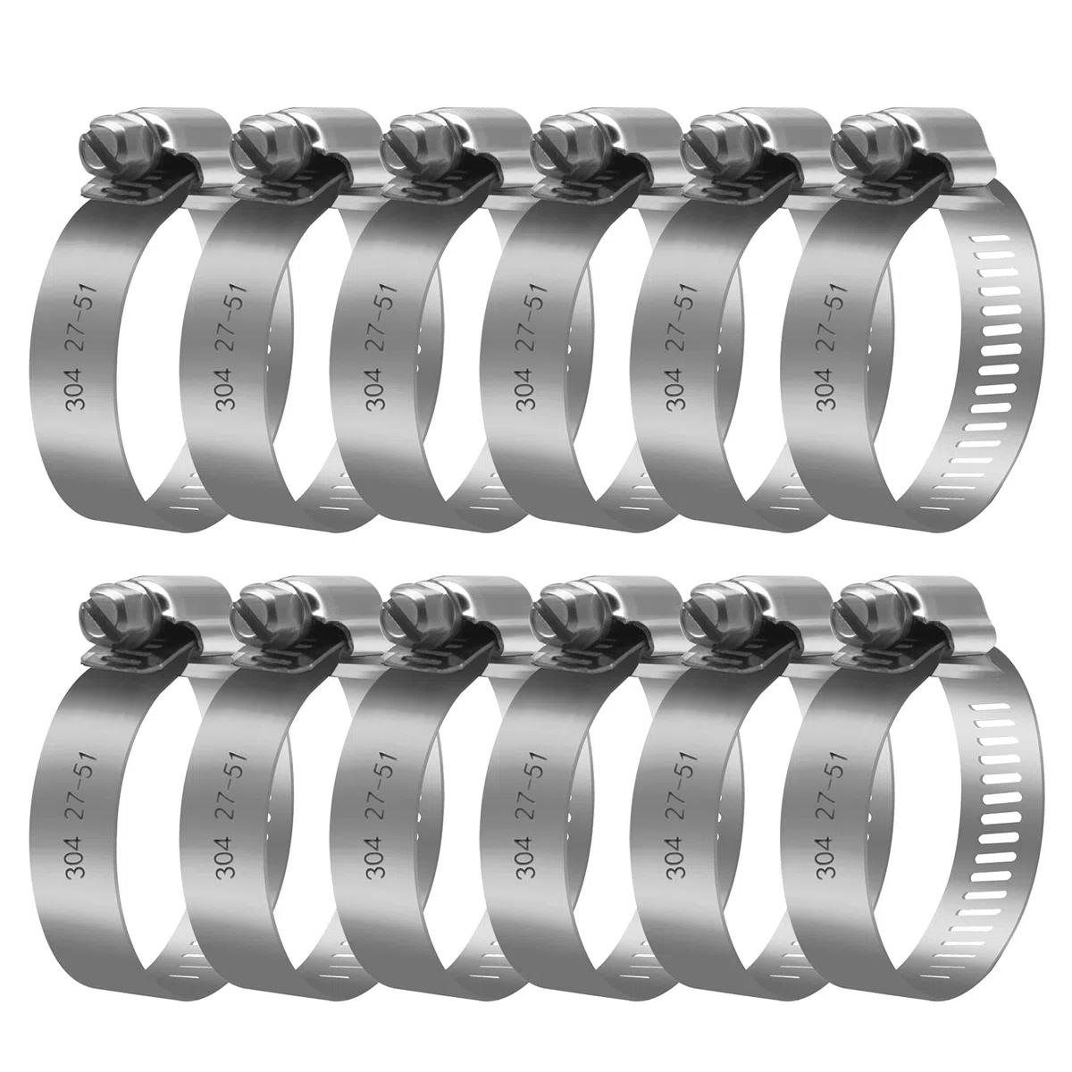 Jzszera 12 fascette stringitubo in acciaio inox con campo di serraggio 27-51 mm, fascette stringitubo antiruggine per piscina, laghetto e giardino