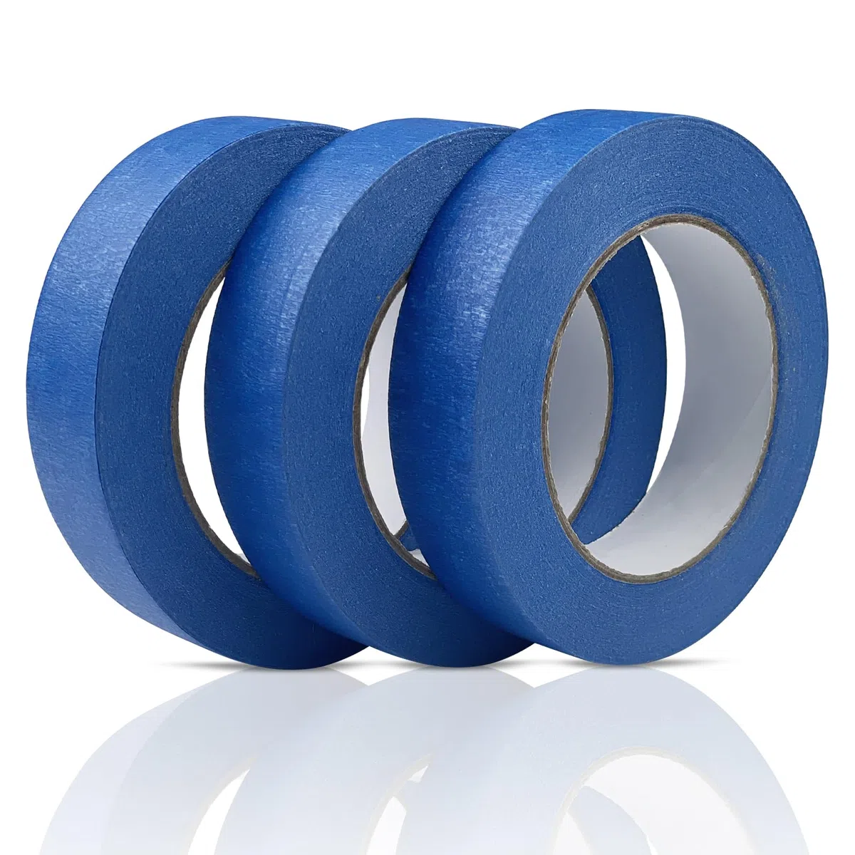 Fousenuk 3 Pezzi Nastro Carta Imbianchino, 50mx25mm Nastro Adesivo Carta Gommata Mascheratura Isolante Blu Gommato, Professionale Masking Tape Imbianchino Pittura Mascheratura, Ottima Adesione
