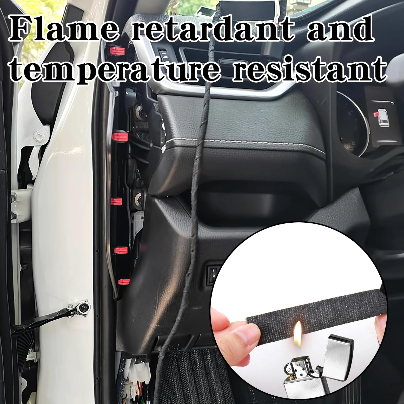 2 Pezzi Nastro Isolante in Tessuto Industriale Cablato Resistente al Calore, Nastro Isolante per Cablaggio Automobilistico, Nastro in Tessuto Resistente al Calore e all'Usura, Nero