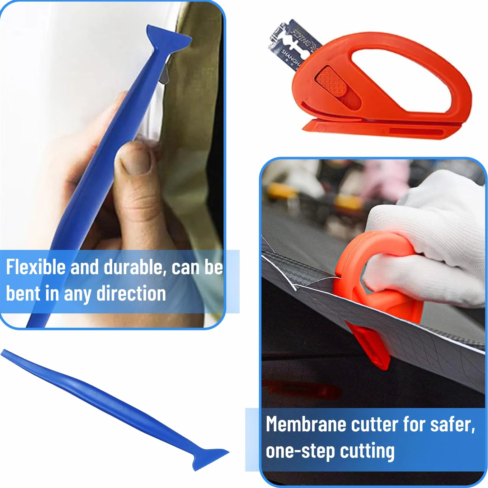 Set di 23 Pezzi Squeegee per Pellicola, CIYIN Set di Attrezzi per Vinile per Auto, Spatola per Cartas Parati, per Installazione Pellicole Auto, DIY, Incisione Artigianales
