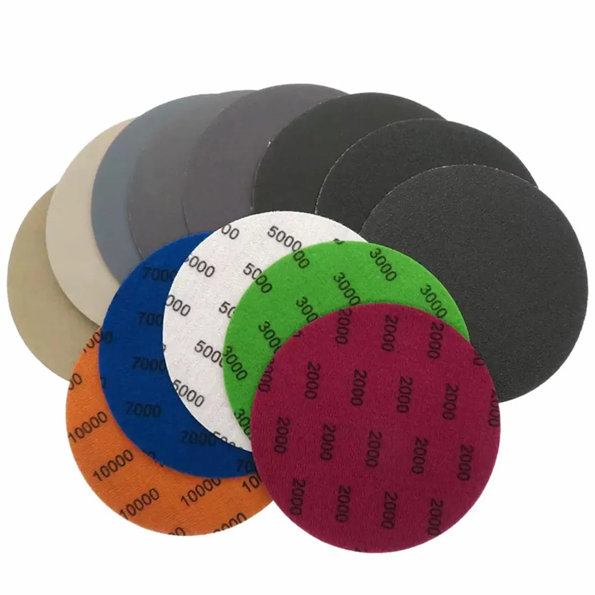 24 Pezzi Dischi Abrasivi 125mm 5 Pollici, Grana 1000/1500/2000/3000/4000/5000 Carta Vetrata Asciutti e Bagnati, Dischi per Levigatura Lucidatura Auto Metallo Legno
