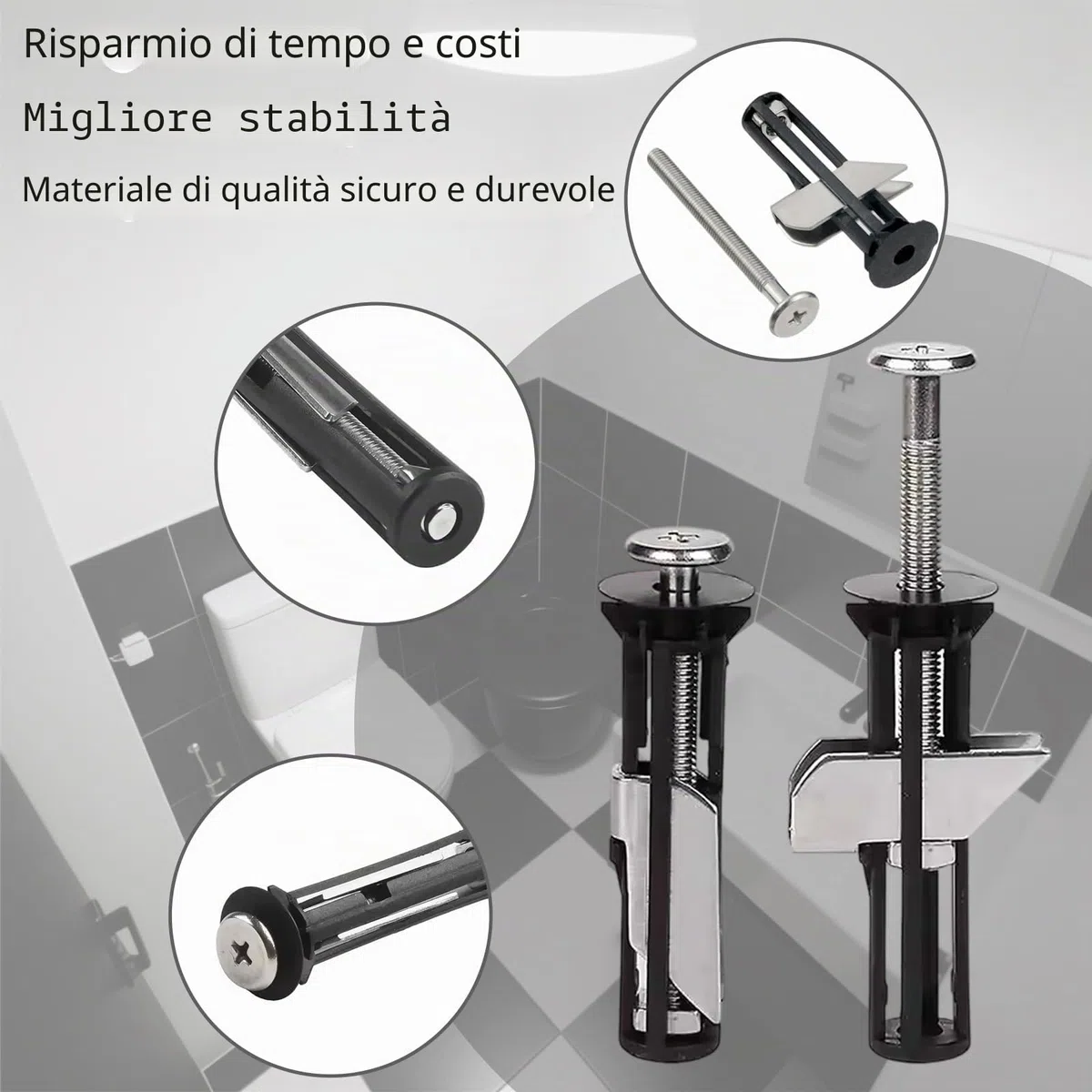 2 pezzi Kit di Bulloni per Sedile WC, Viti per Cerniere in Acciaio Inox, Kit di Viti di Ricambio per Sedile WC, Accessori per La Manutenzione del Coperchio del Wc, Facile da Installare
