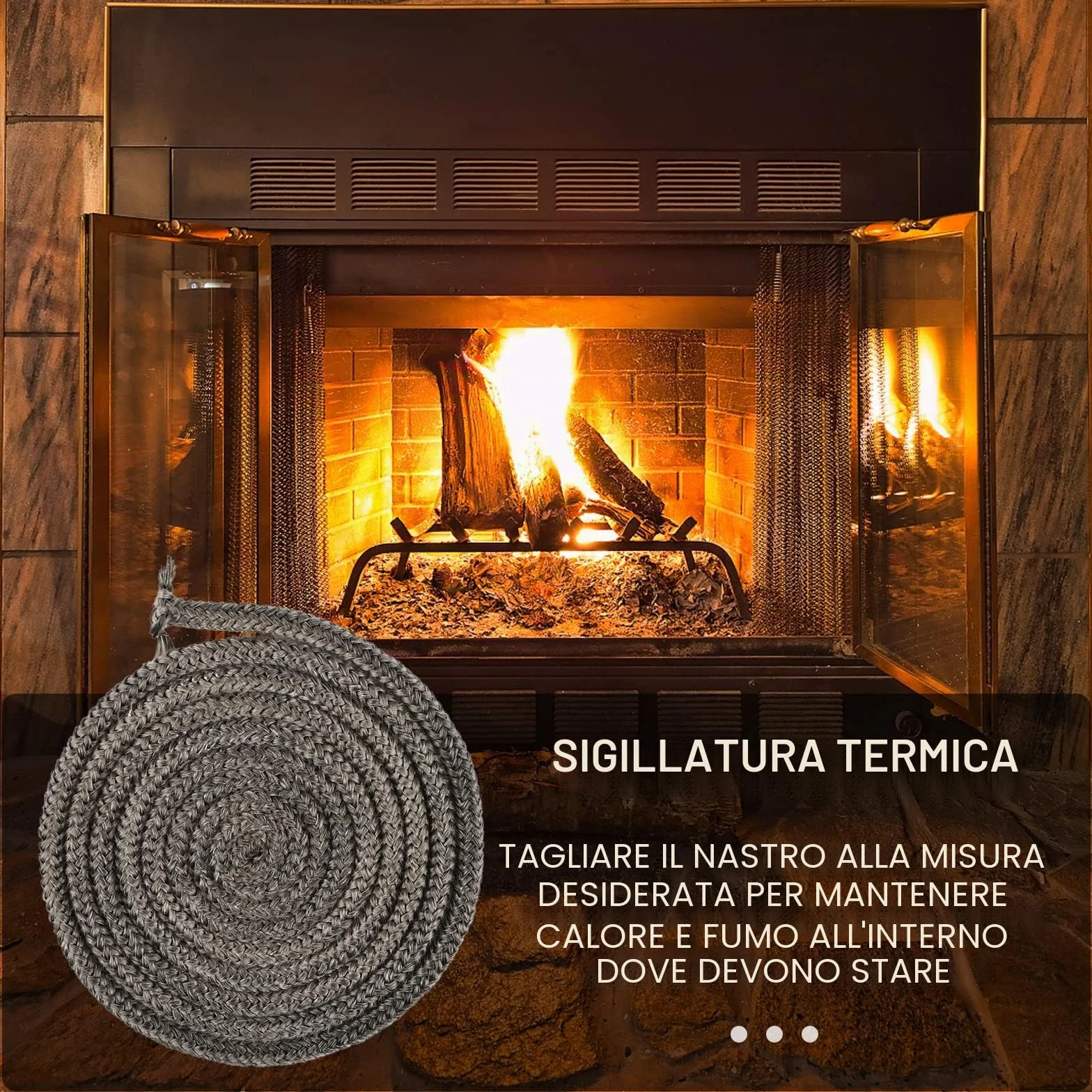 Guarnizione per Porta Stufa,SUPRROW Fibra di Vetro Corda Ignifuga per Stufa Ø 8mm x 2M per Stufe,Camini