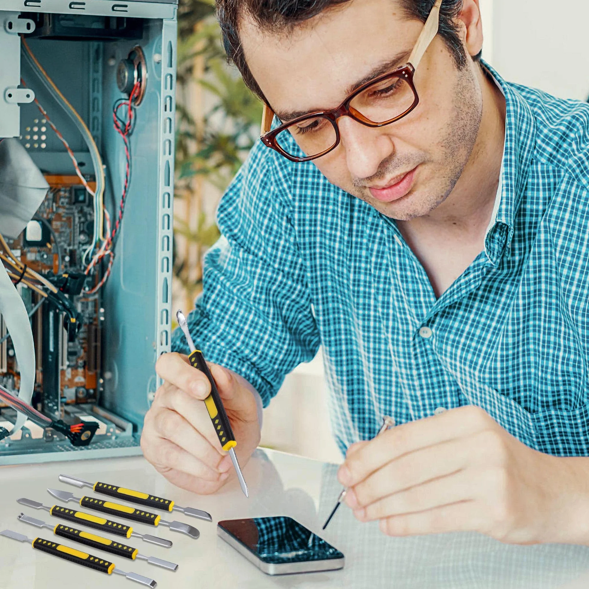 6 Pezzi Strumenti di Riparazione di Elettronica Set di Spudger in Metallo a Doppia Estremità per Tablet iPad Laptop Dispositivo Elettronico Telefoni Cellulari
