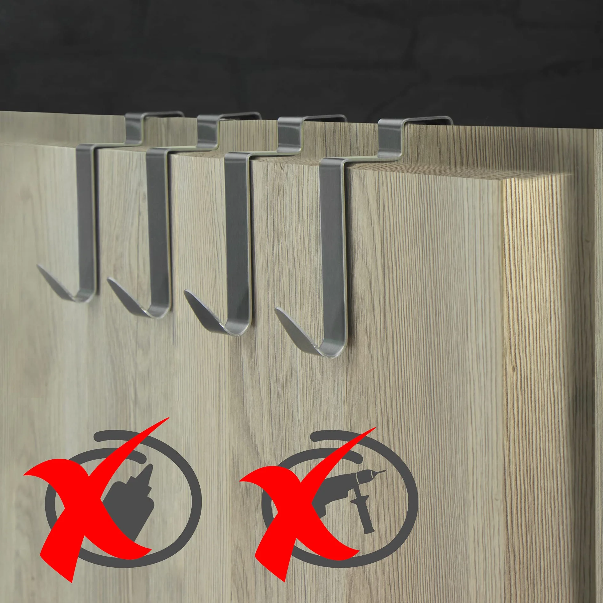 com-four® 4x Ganci per porta in acciaio inossidabile - ganci appendiabiti con protezione in schiuma - ganci appendiabiti per porta dell'armadio - 9 cm (04 pezzi - acciaio inossidabile - schiuma)