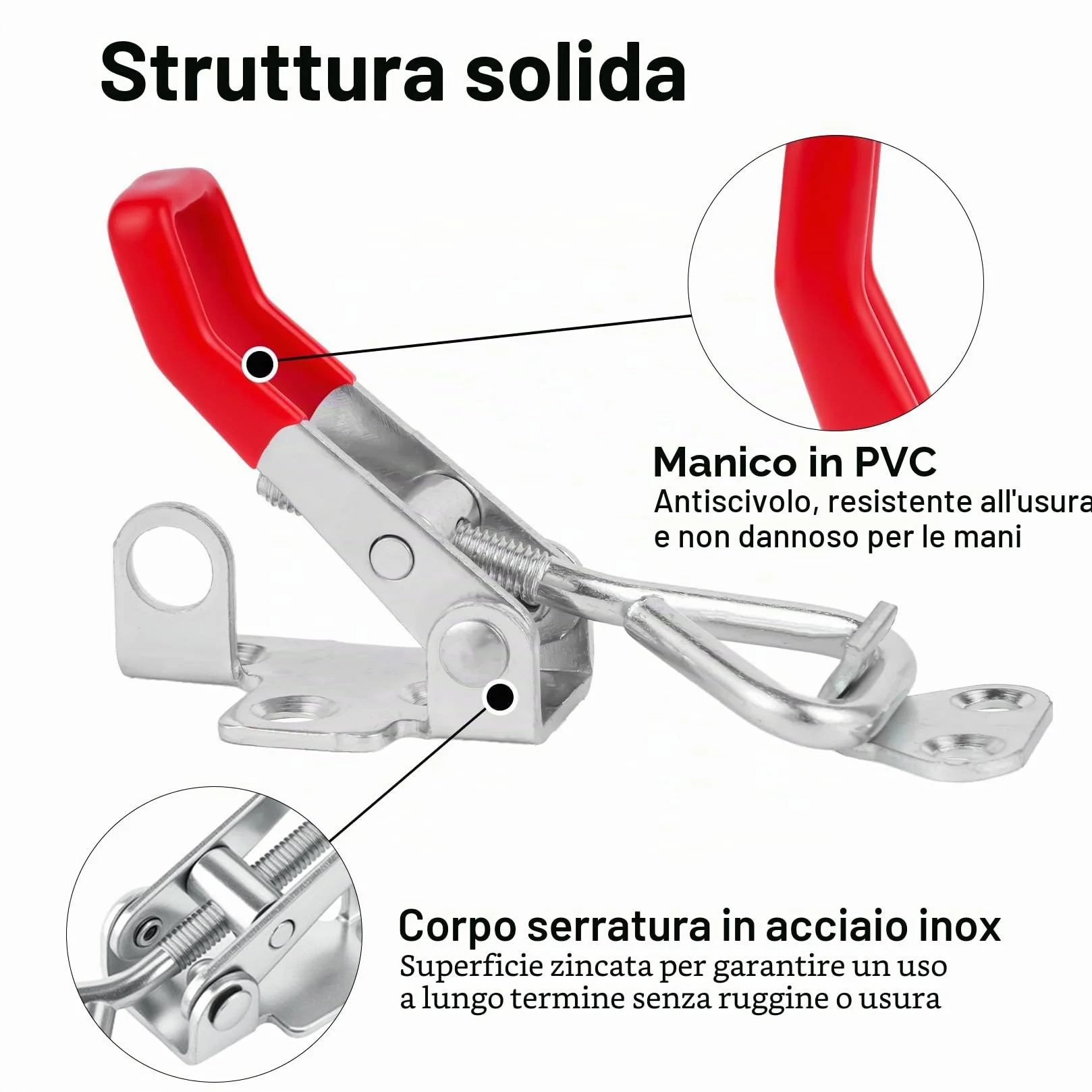 Chiusura a Leva Regolabile, 6 Pz Morsetti a Ginocchiera Chiavistello Regolabili, Morsetto in Metallo, Bloccaggio Chiusura a Ginocchiera a Tensione, Ganci a Blocco Leva per Scatole Armadio(100 kg)