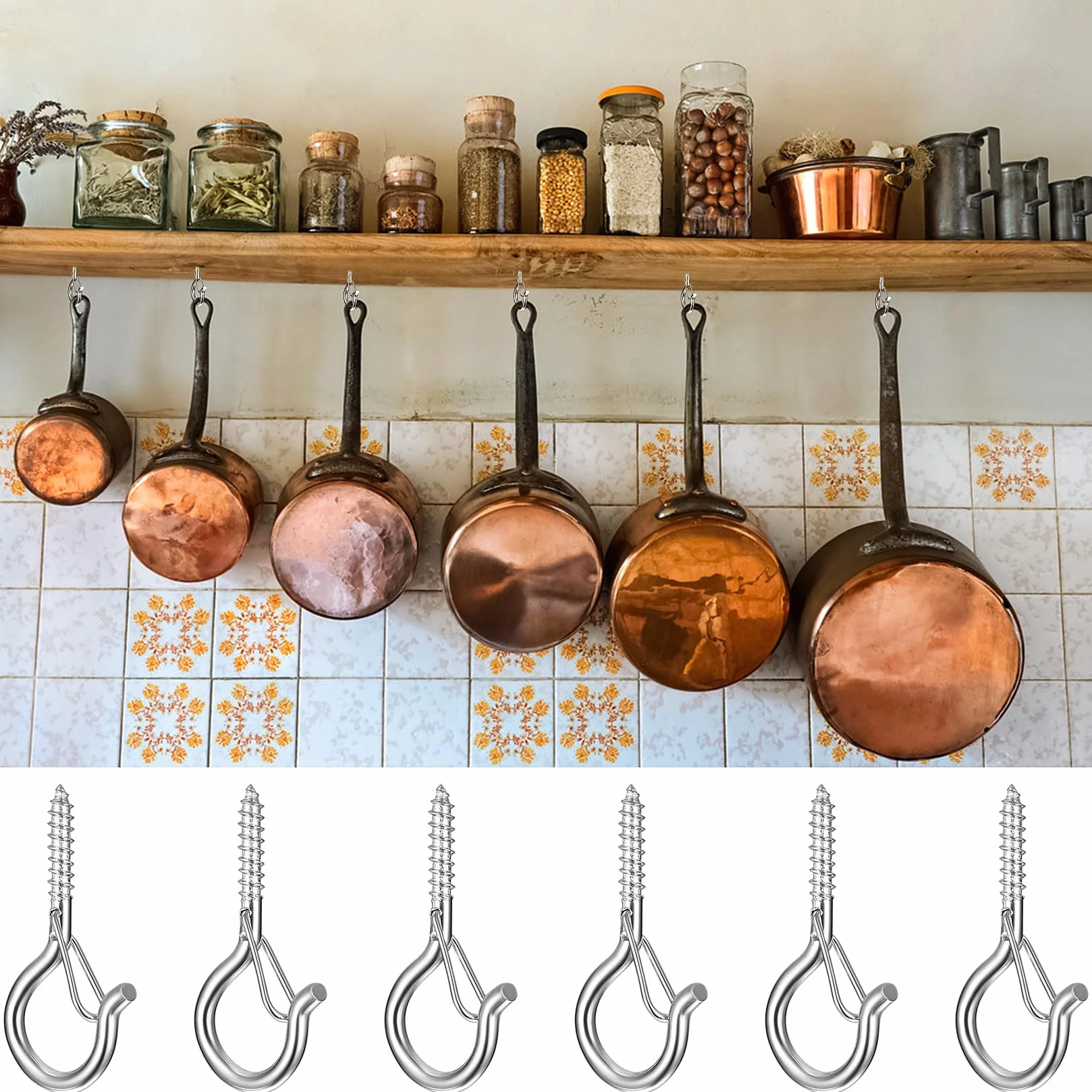 SHACHENH 20 Pezzi di Ganci Vite, Ganci Filettati per Appendere Piante, Lucine, Decorazioni, con 1 Cacciavite per Viti