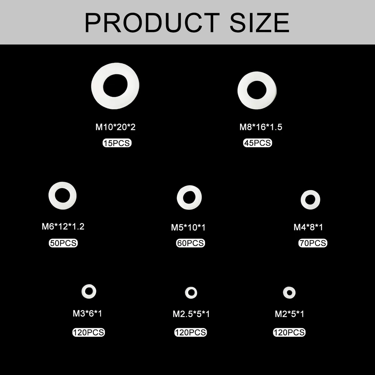 YIXISI 600 Pezzi Bianca Guarnizione in Nylon, Rondella Piatta Plastica Assortimento kit, Distanziatore circolare isolante, M2 M2.5 M3 M4 M5 M6 M8 M10 per Meccanica