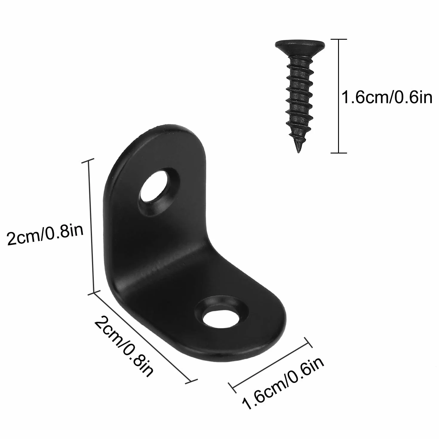 Staffe Angolari 90 Gradi Supporti Angolo Retto Staffe in Acciaio Squadrette Angolar a Forma di L con viti per Mensola di Legno Tavolo Sedia 20 * 20 mm 20 Pezzi Nero