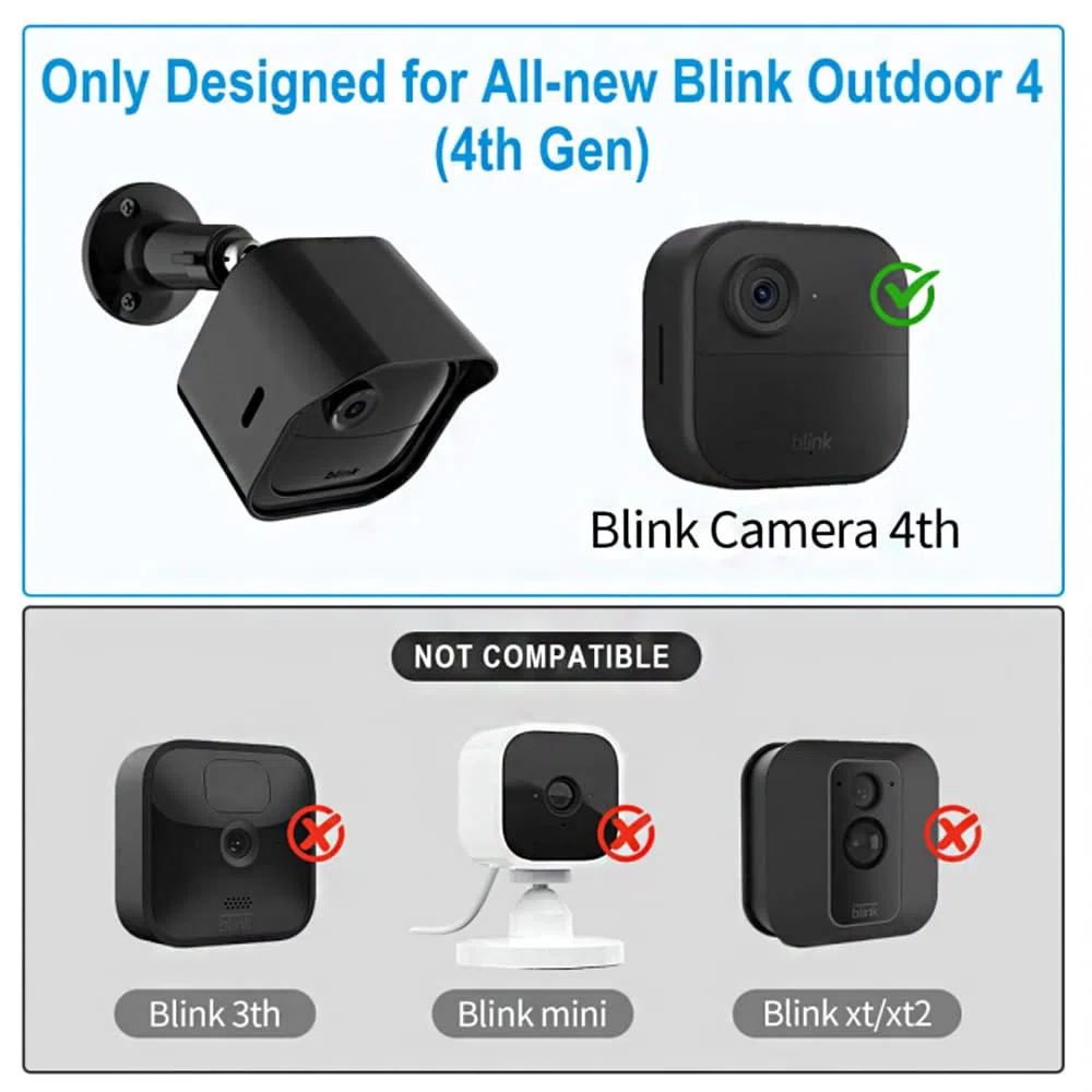 Staffa di montaggio a parete per fotocamera Blink Outdoor 4a generazione / Blink 3a generazione, supporto regolabile a 360 gradi per fotocamera Blink 4a generazione, resistente alle intemperie
