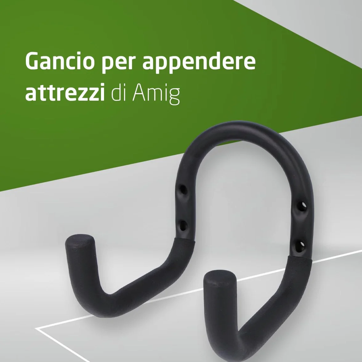Amig Ganci Appendere Strumenti Supporto Parete Acciaio Zincato Rivestimento Gomma Antiscivolo Capacità Carico 60kg