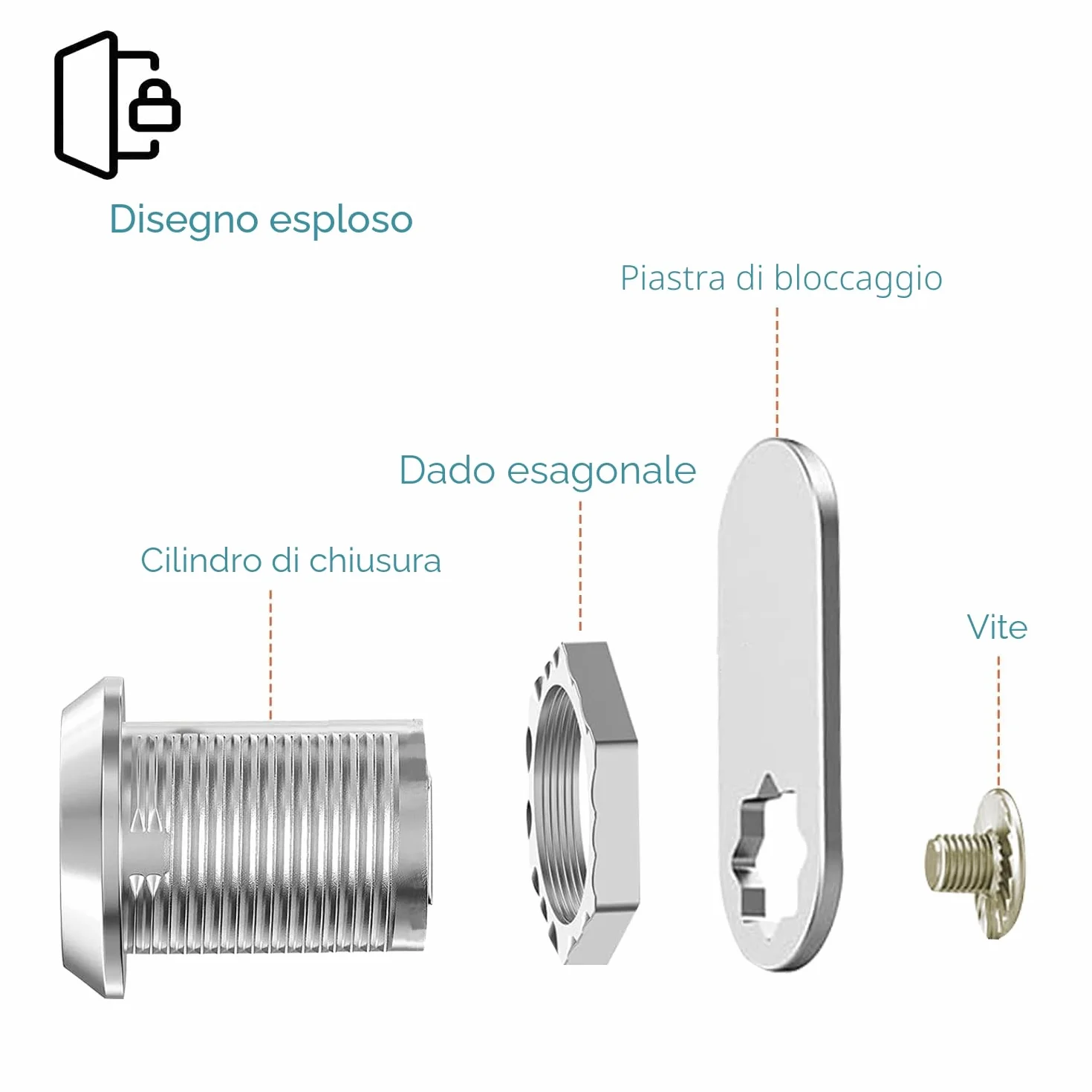 Shinfly 16 mm Serratura per Cassetta Postale delle Lettere con 5 Diverse Piastre, Mandrino e Leva per Mobili