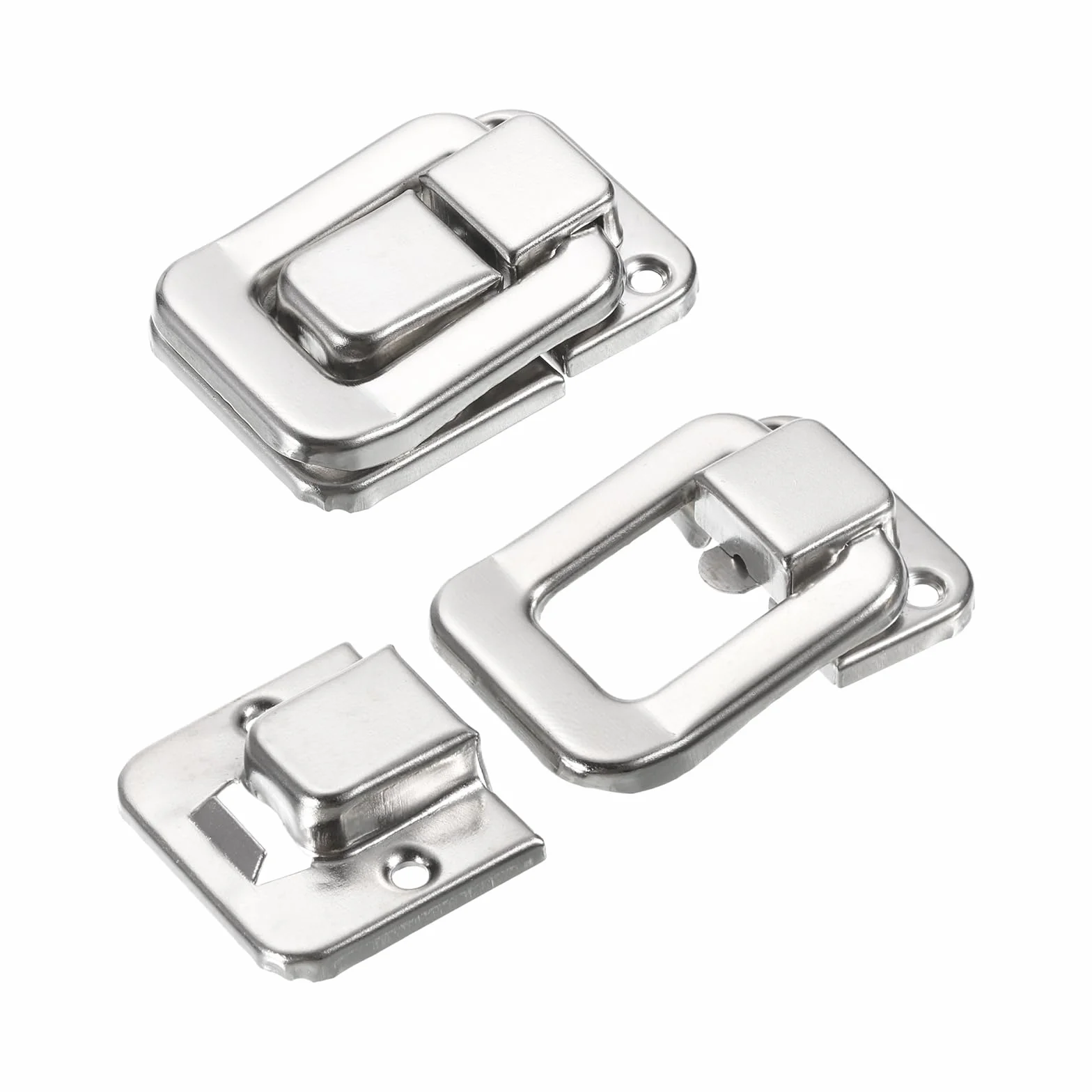 QUARKZMAN 4pz Blocco Chiusura a Levetta 1,57" x 1,06" (LxW) Ferro Fermaglio Blocco Chiavistello Chiusura per Scatola Gioielli Custodia Legno Cassetta Attrezzi Argento