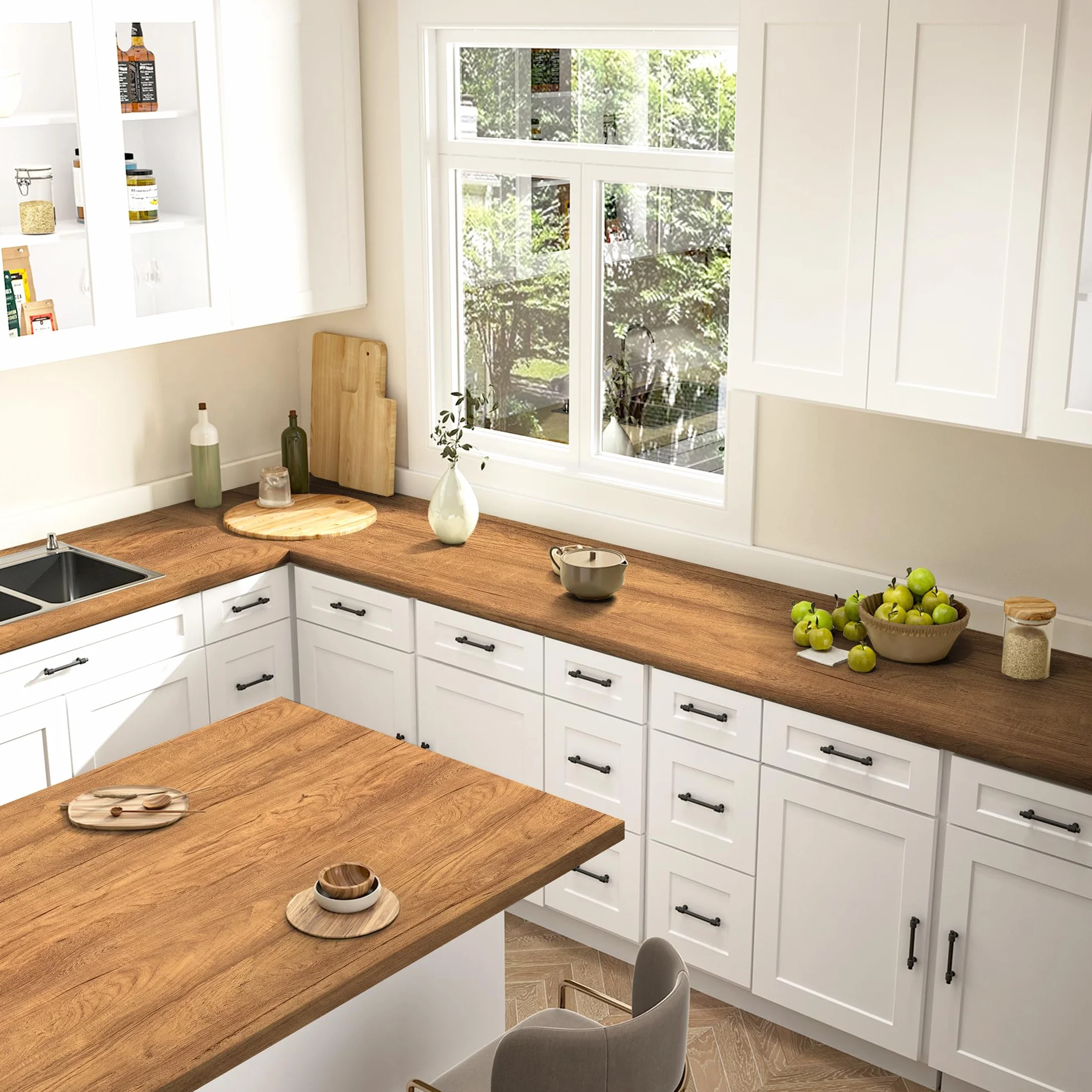 Hode Carta Pellicola Adesiva per Mobili Legno, Rivestimento Rotolo Plastica Laminato Adesivo, Carta da Parati Rivestire, Top Cucina Armadio Tavolo Muro 30x200cm