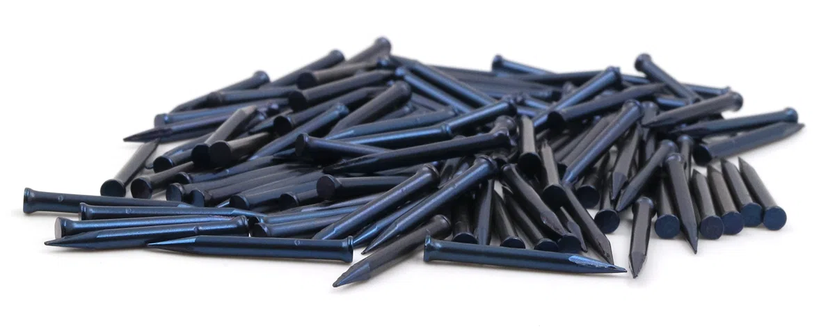 Design61 100 perni in acciaio, per battiscopa, 1,5 x 25 mm, testa piatta, a testa svasata, blu