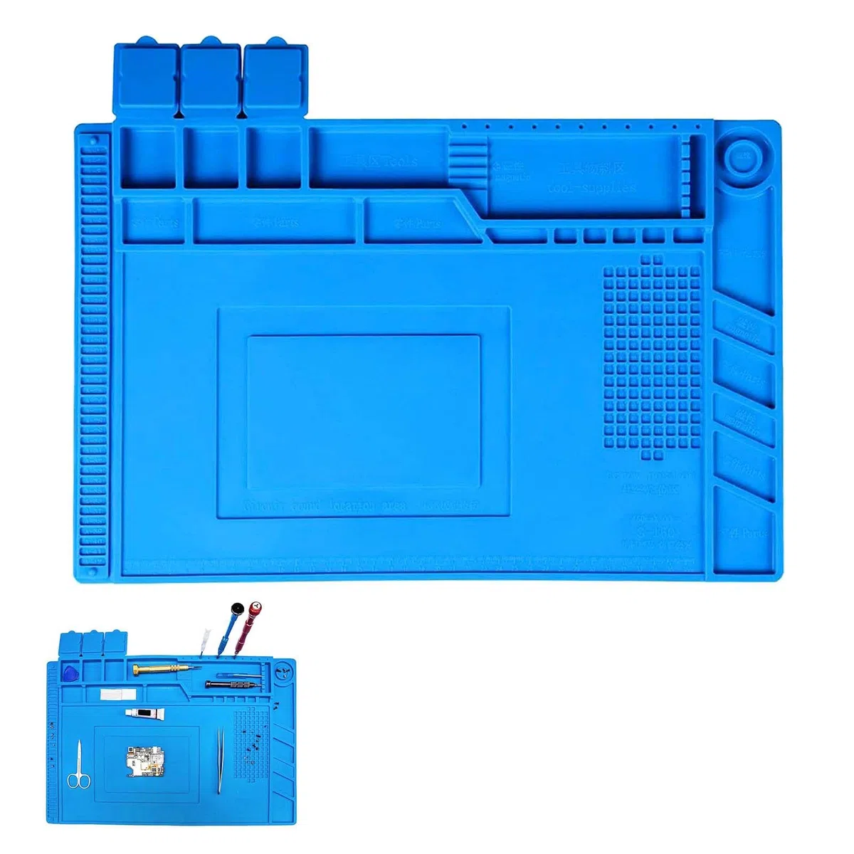 Tappetino Magnetico per Saldatura, Tappetino per Riparazioni Resistente al Calore da 500℃, 45 x 30 cm Tappeto da Lavoro, Tappeto per Saldatura e Riparazioni, per Riparare Componenti Elettronici