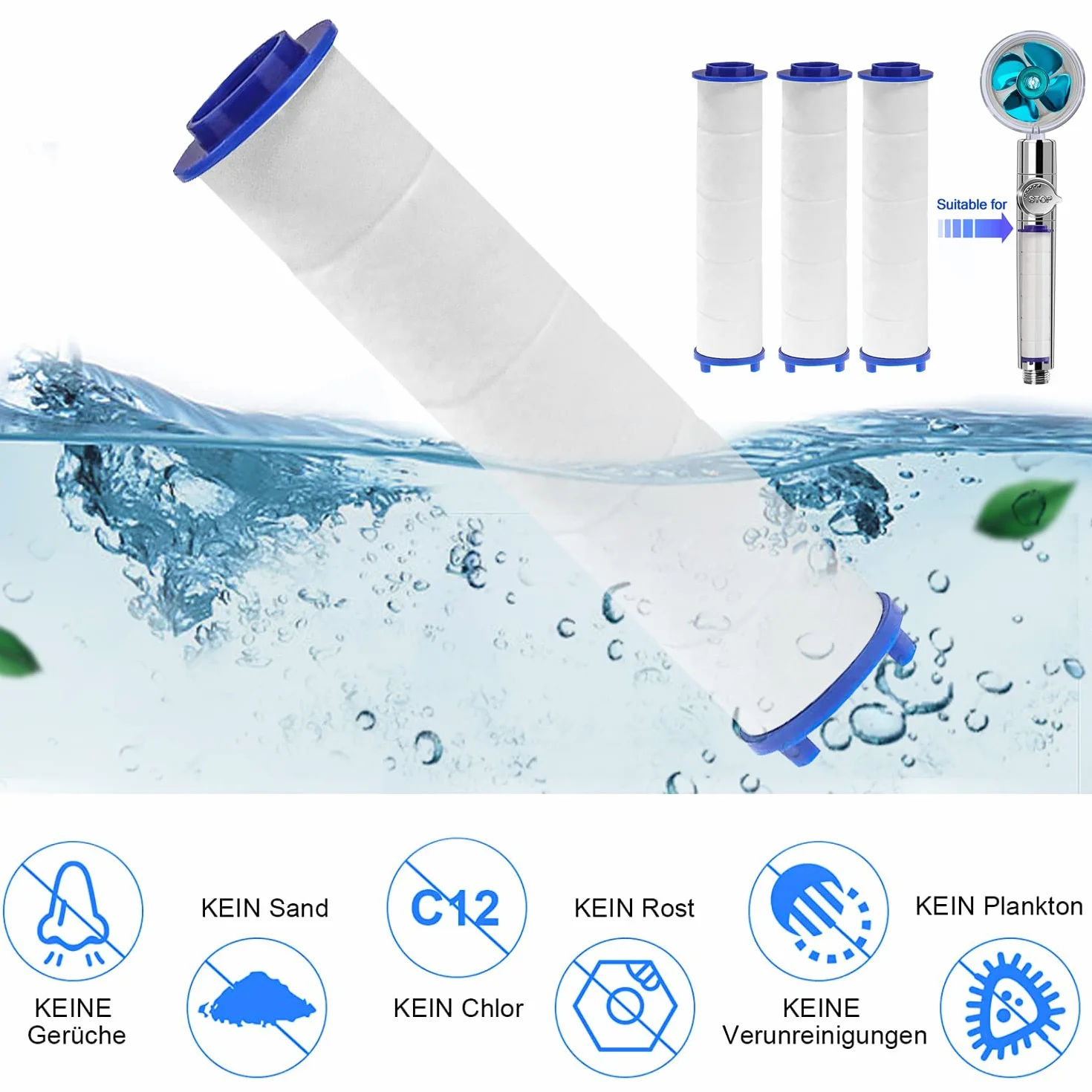 8 Pezzi Filtro Doccia in Cotone PP Filtro per Doccetta Doccia Anticalcare Sostituibile Cotone Filtro Doccia a Risparmio Energetico per la Rimozione Della Cartuccia dei Sedimenti（8 x 2.5cm）
