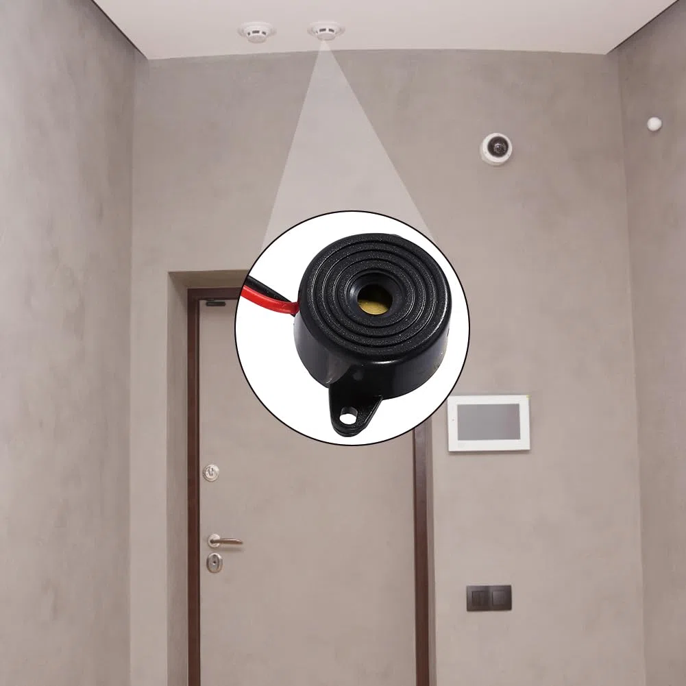 Buzzer Elettronico, Allarme Elettronico Diffusore di Suoni Continuo Altoparlante a Beep elettrico con Cavo Alto Decibel Alimentazione DC 12V Tono Forte Attivo Sirena Piezo Integrazione