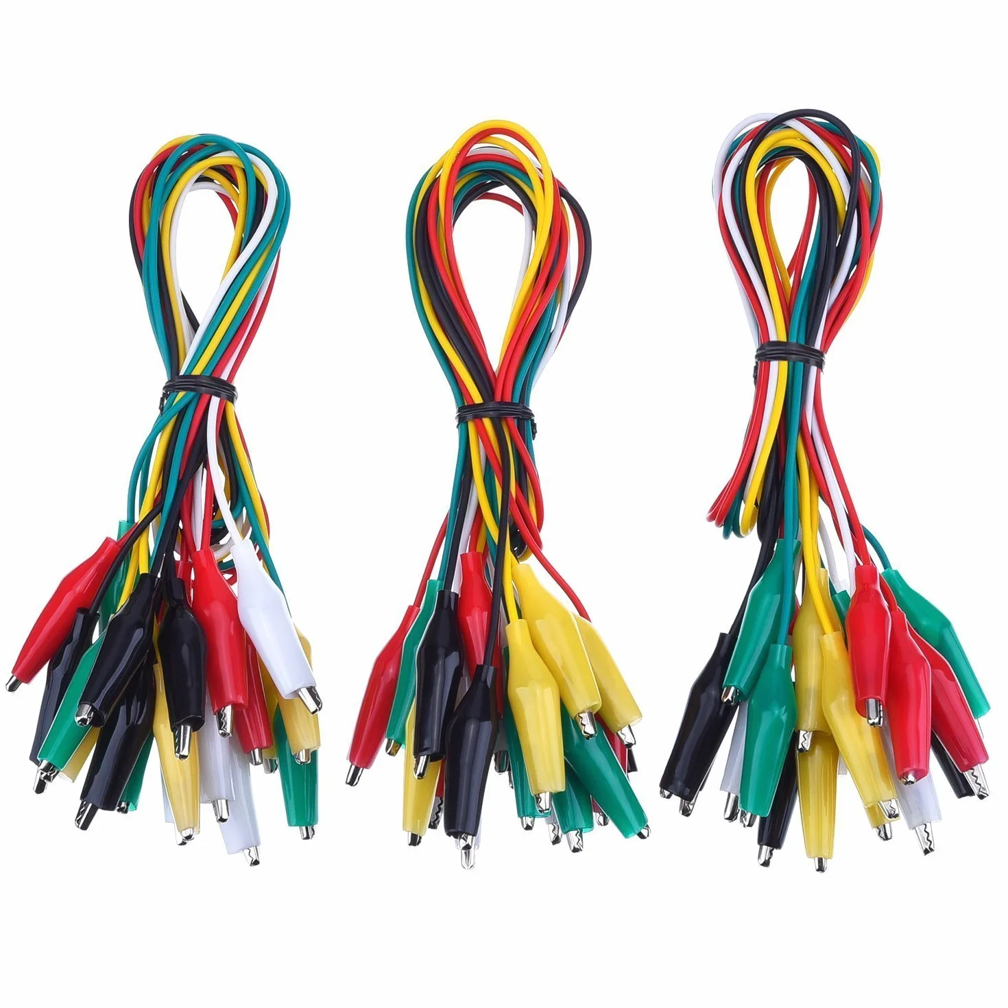 DollaTek 30Pcs Puntali con Clip a Coccodrillo Set di pinze per Test Isolate Pinzette a Doppia Punta, 19,7 Pollici